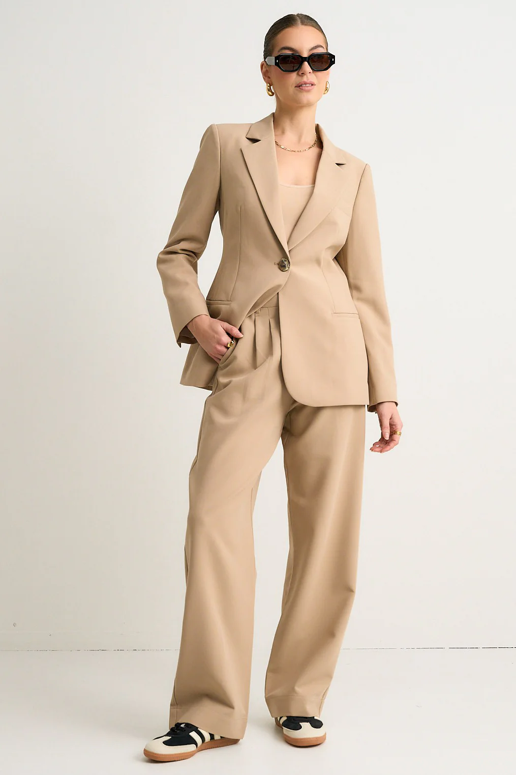 Sister Camel Textured Wide Leg Pants