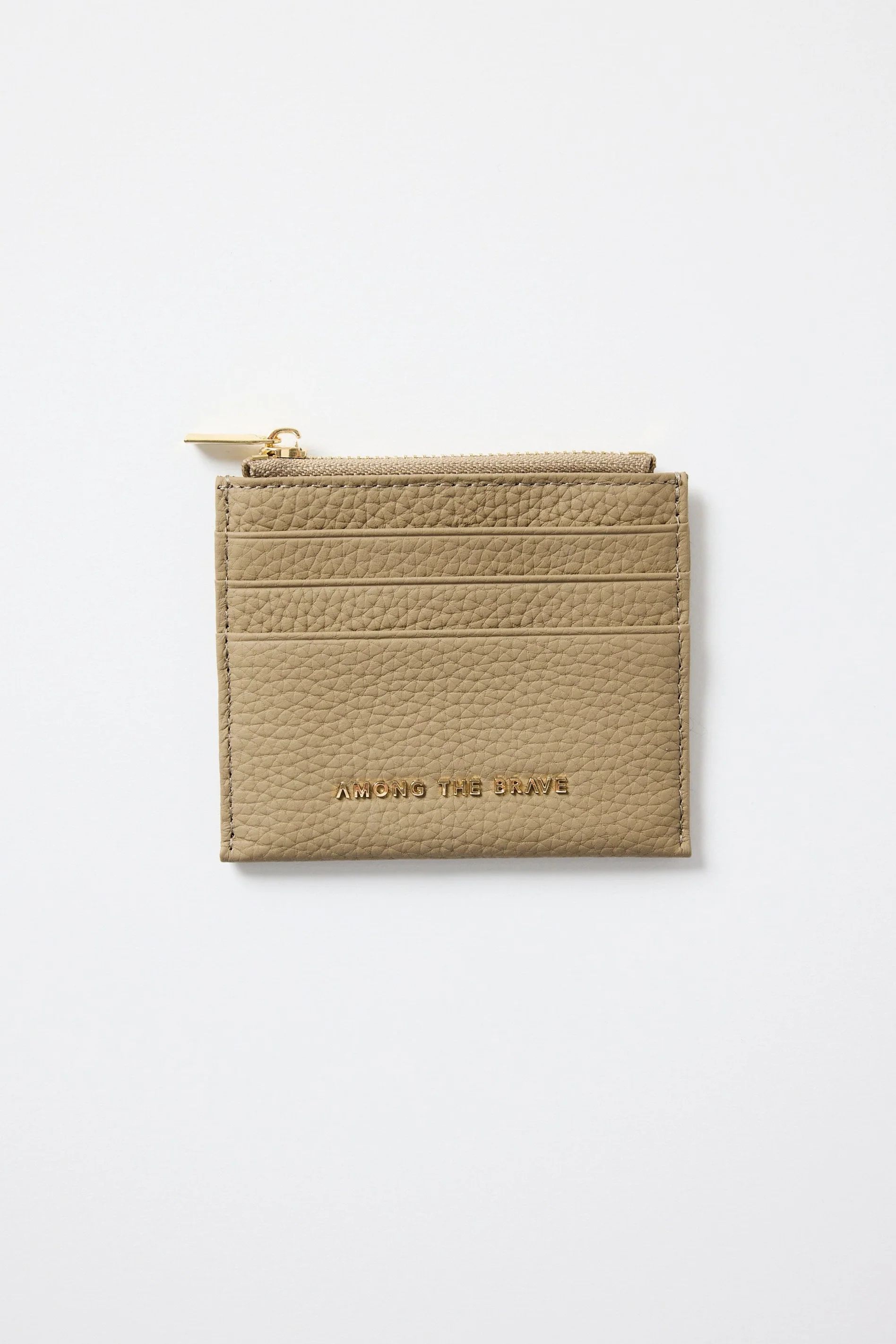 Small Taupe Leather Card Holder