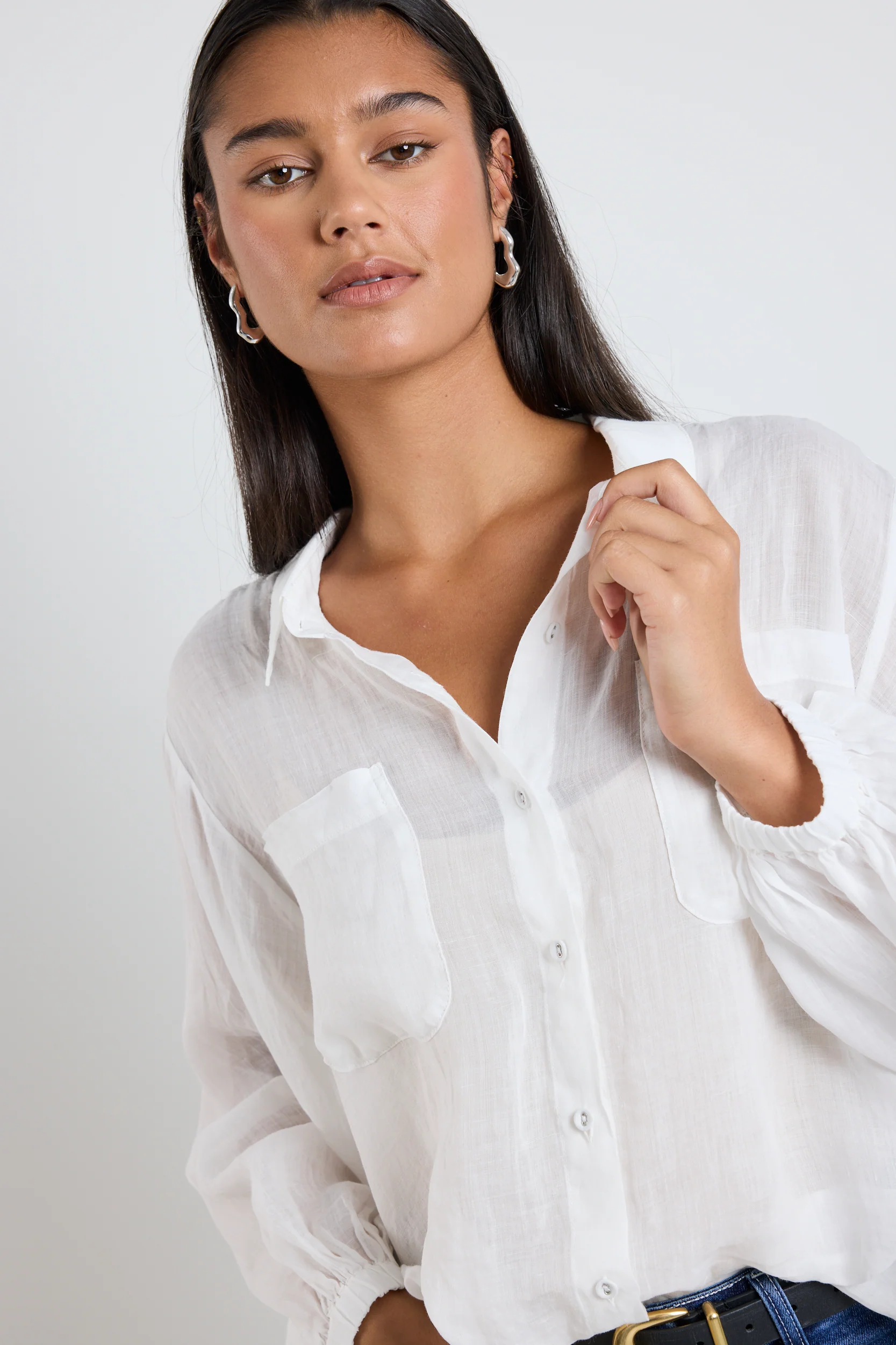 Sojourn Ivory Ramie Oversized Coverup Shirt - Image 3