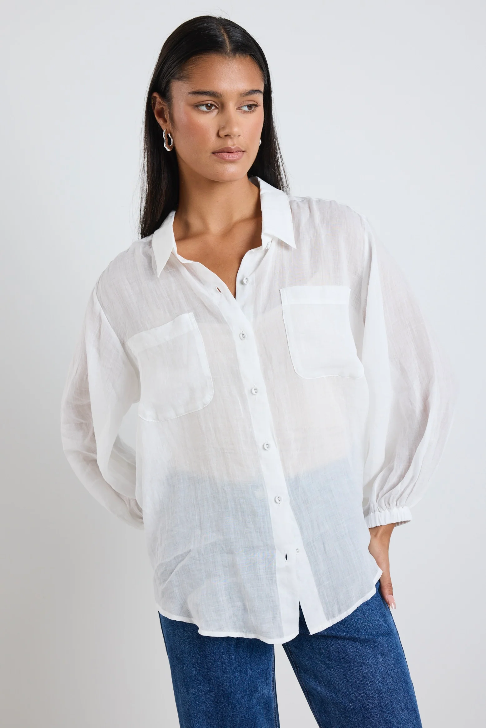 Sojourn Ivory Ramie Oversized Coverup Shirt - Image 5