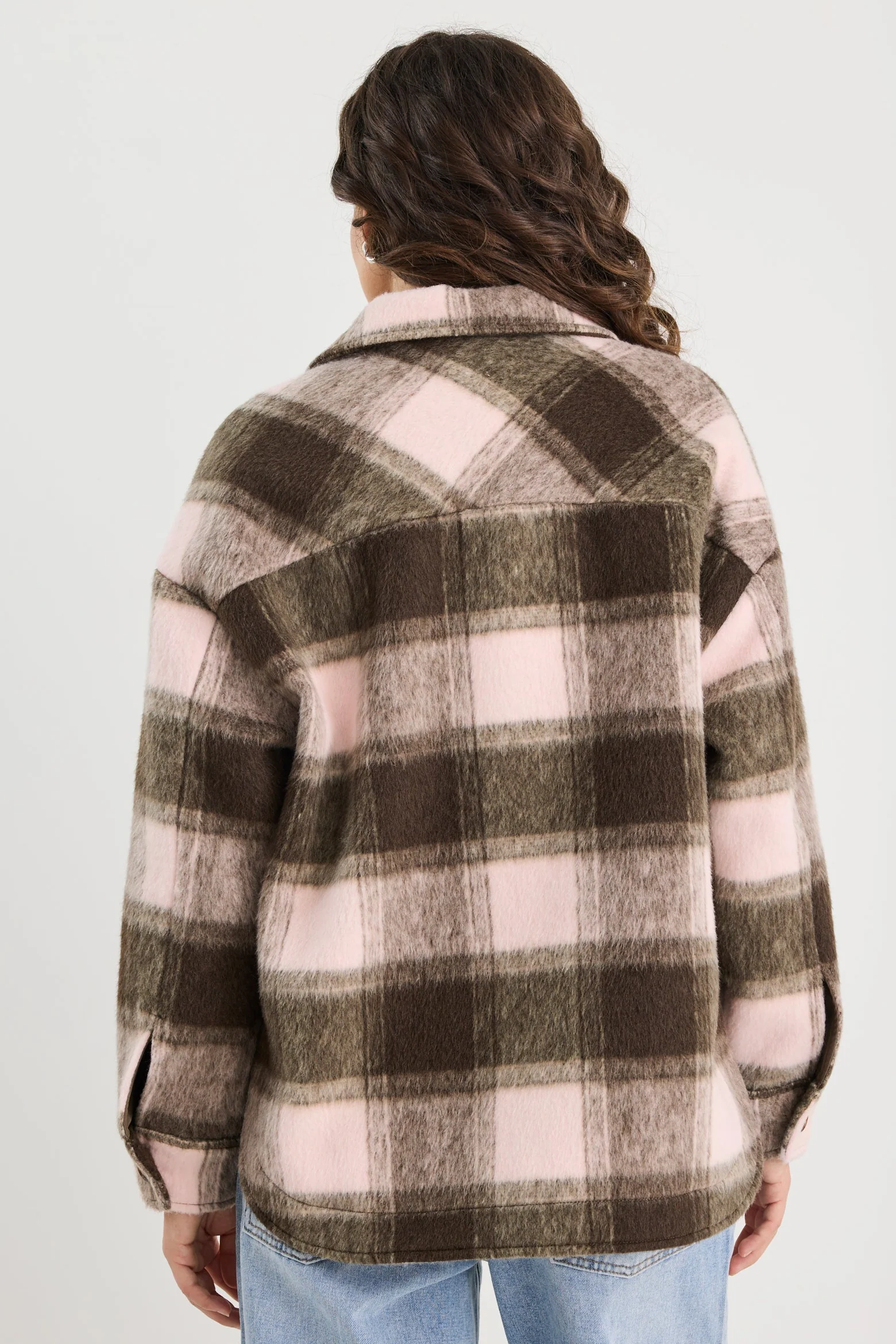 Solace Chocolate Pink Check Oversized Shacket - Image 6