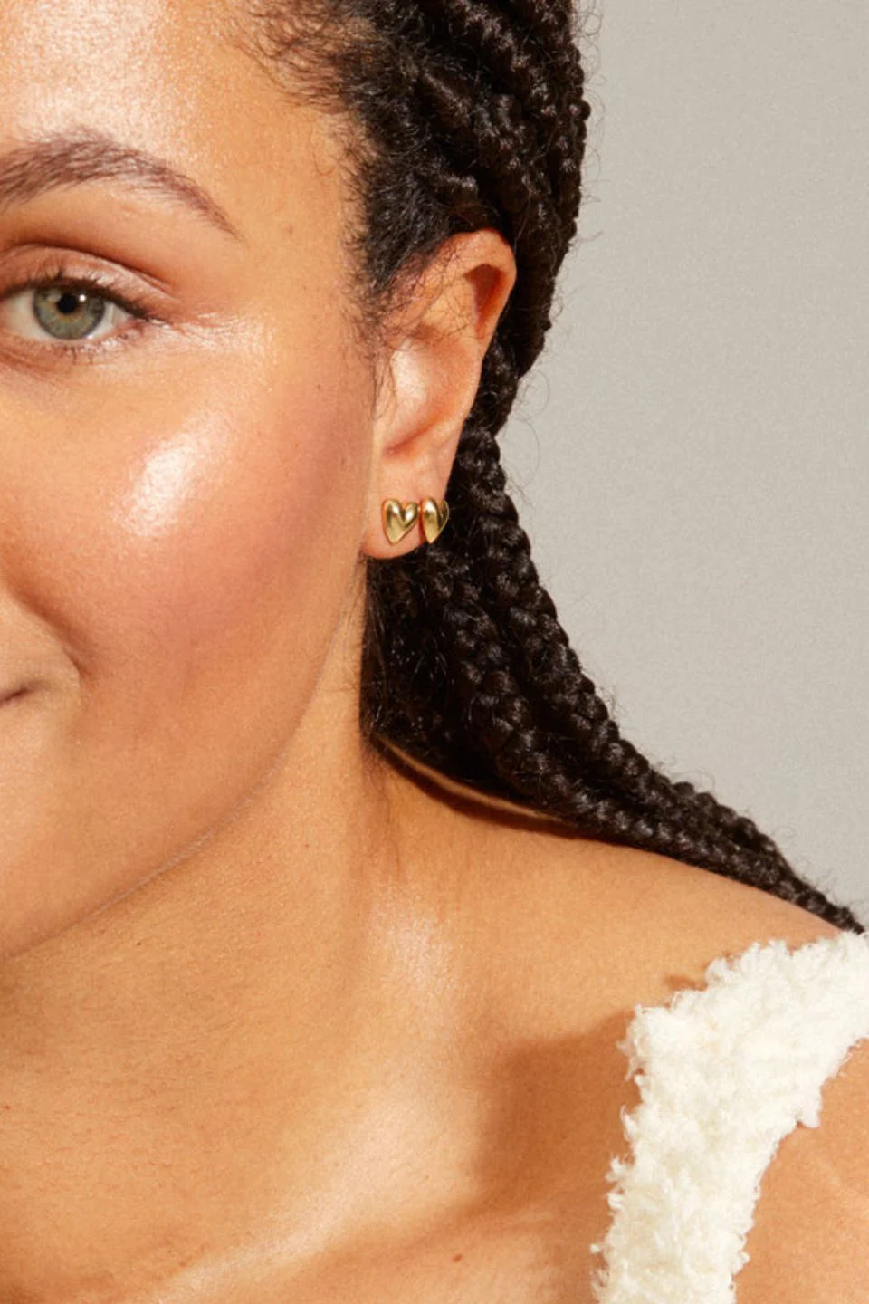 Sophia Recycled Puffy Heart Gold Stud EOL Earrings - Image 2