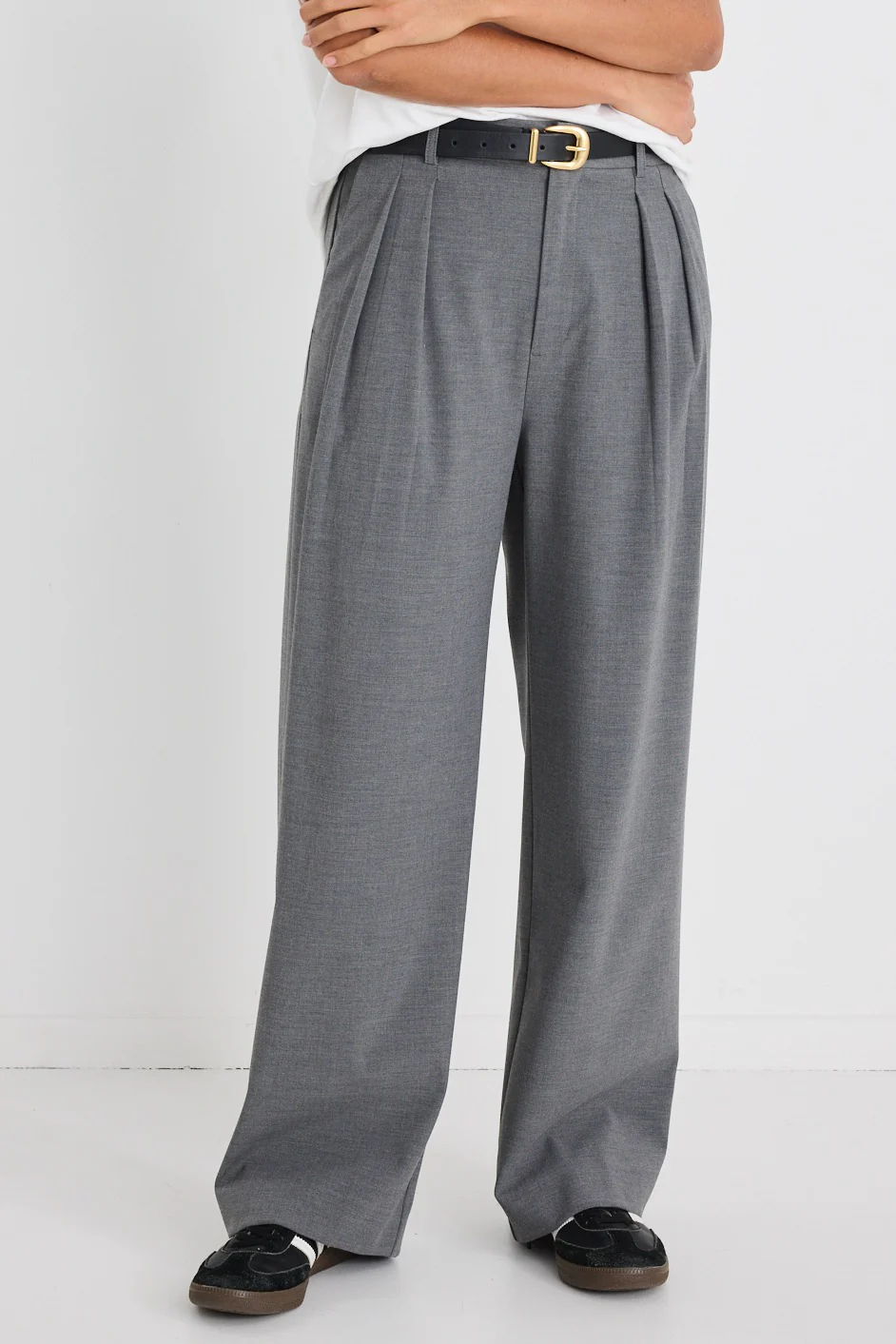 Sophisticated Charcoal Wide Leg Pants - Image 2