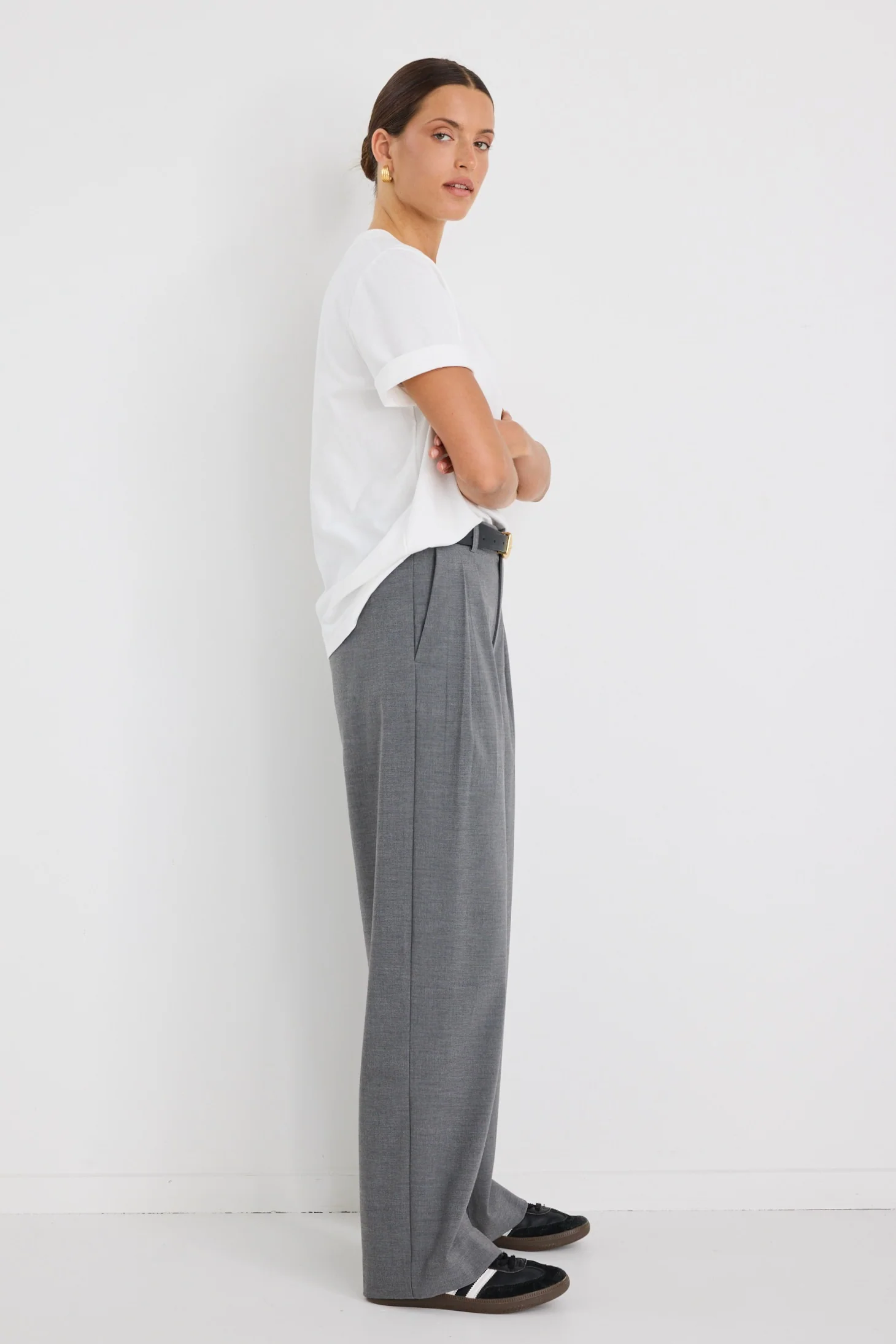 Sophisticated Charcoal Wide Leg Pants - Image 4