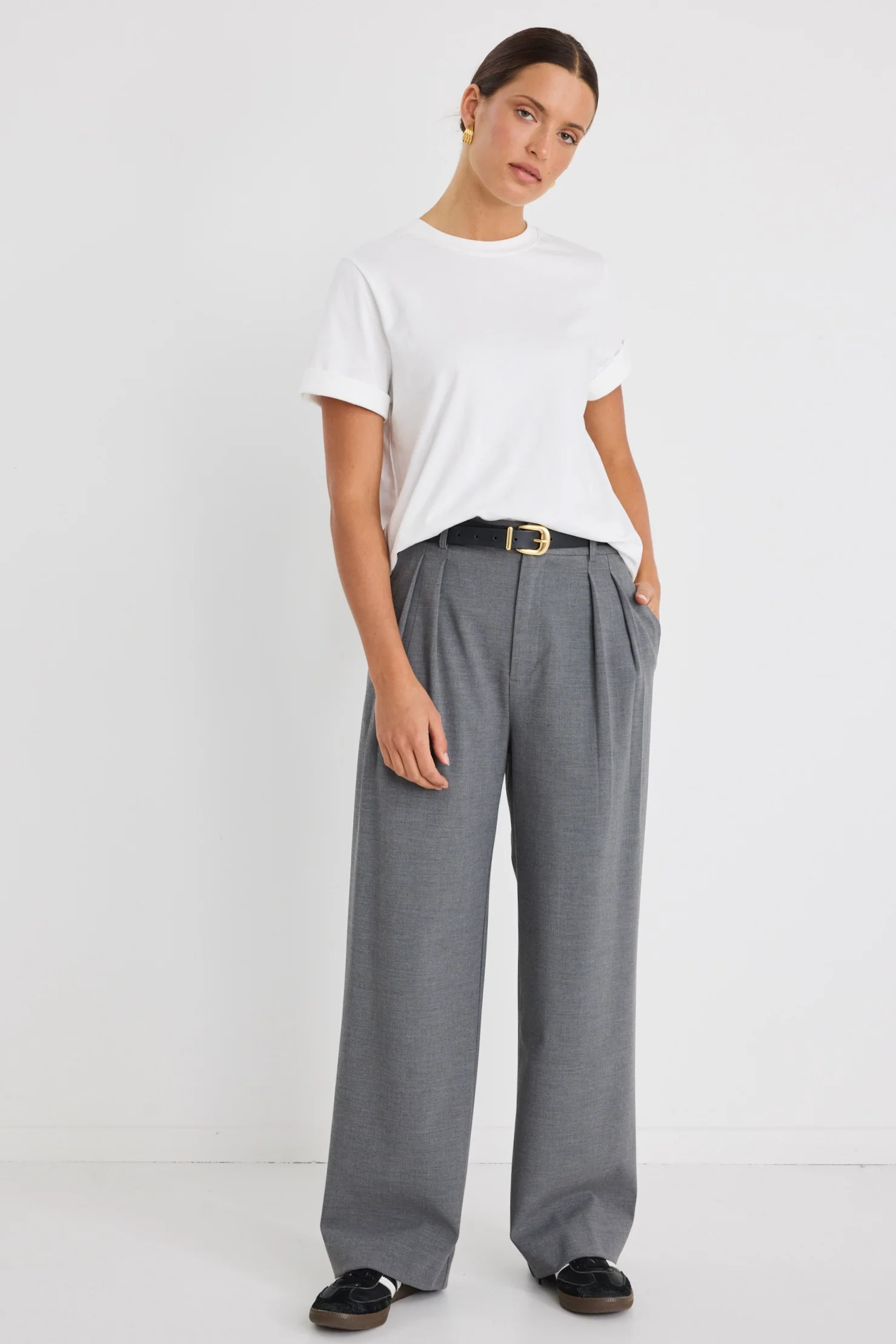 Sophisticated Charcoal Wide Leg Pants - Image 5