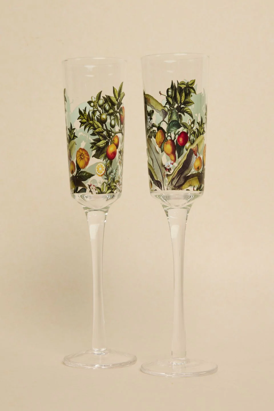 Sorrento Lemon Print Champagne Flute Each - Image 2