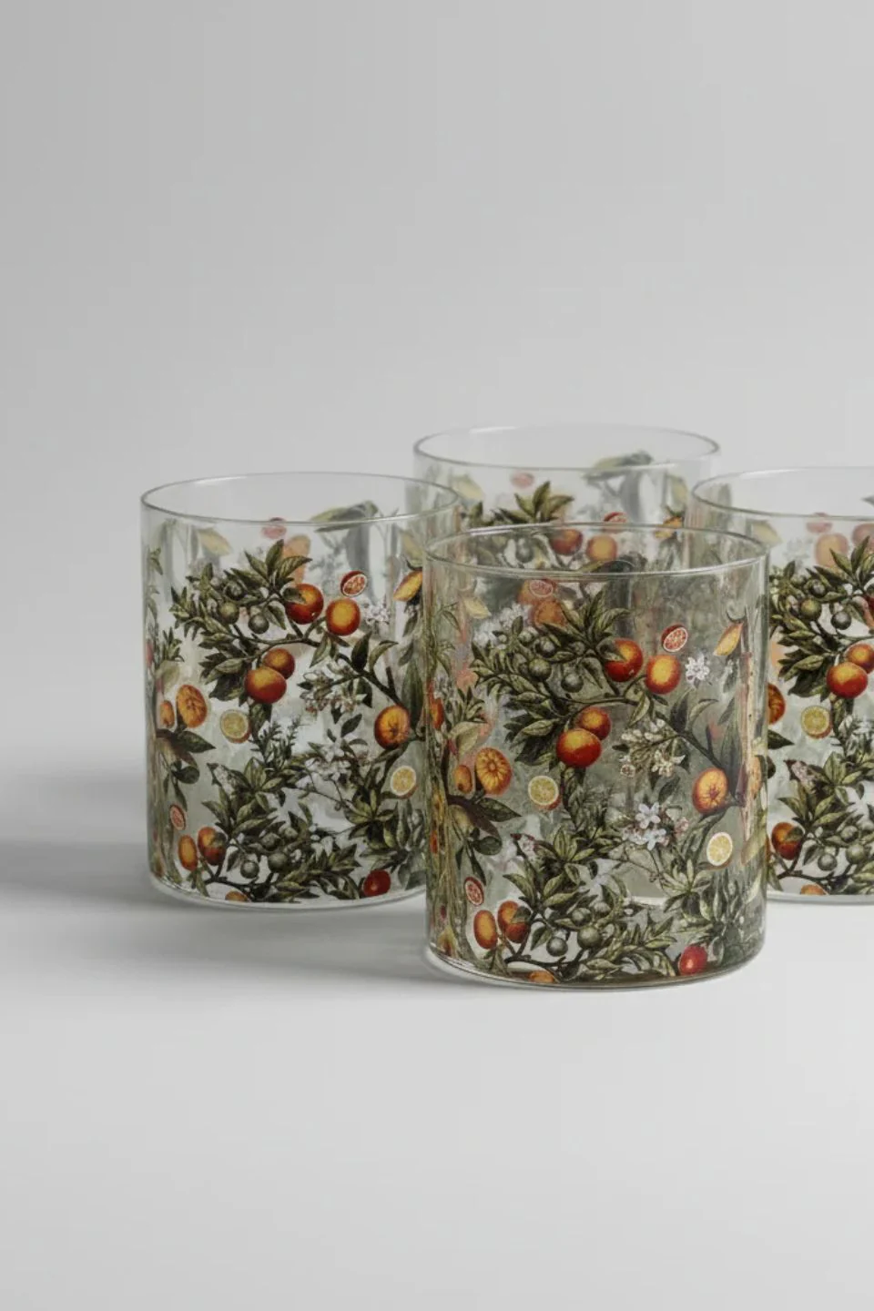 Sorrento Lemon Print Glass Tumbler 400ml Each - Image 3