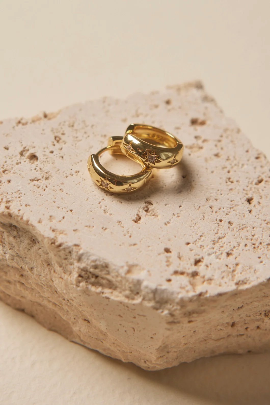 Sparkle Hoop Gold Huggie Earrings - Image 2