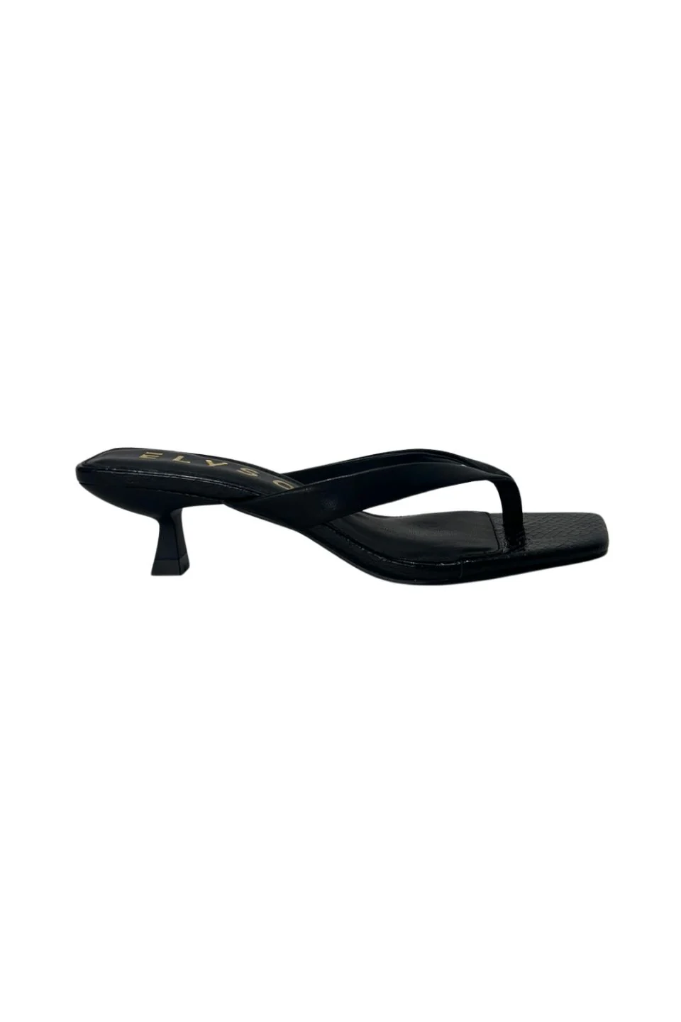 Spirit Black Vegan Leather Low Thong Heel - Image 3