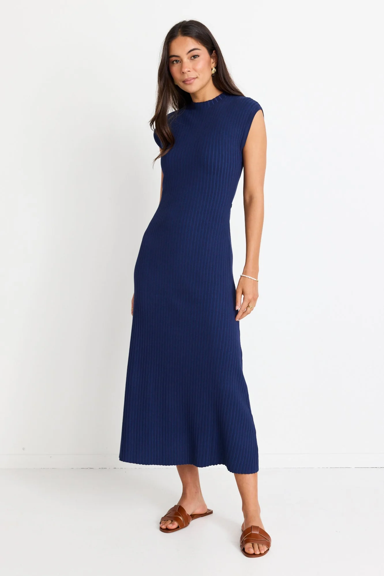 Splendid Ink Rib Knit Funnel Neck Maxi Dress - Image 3