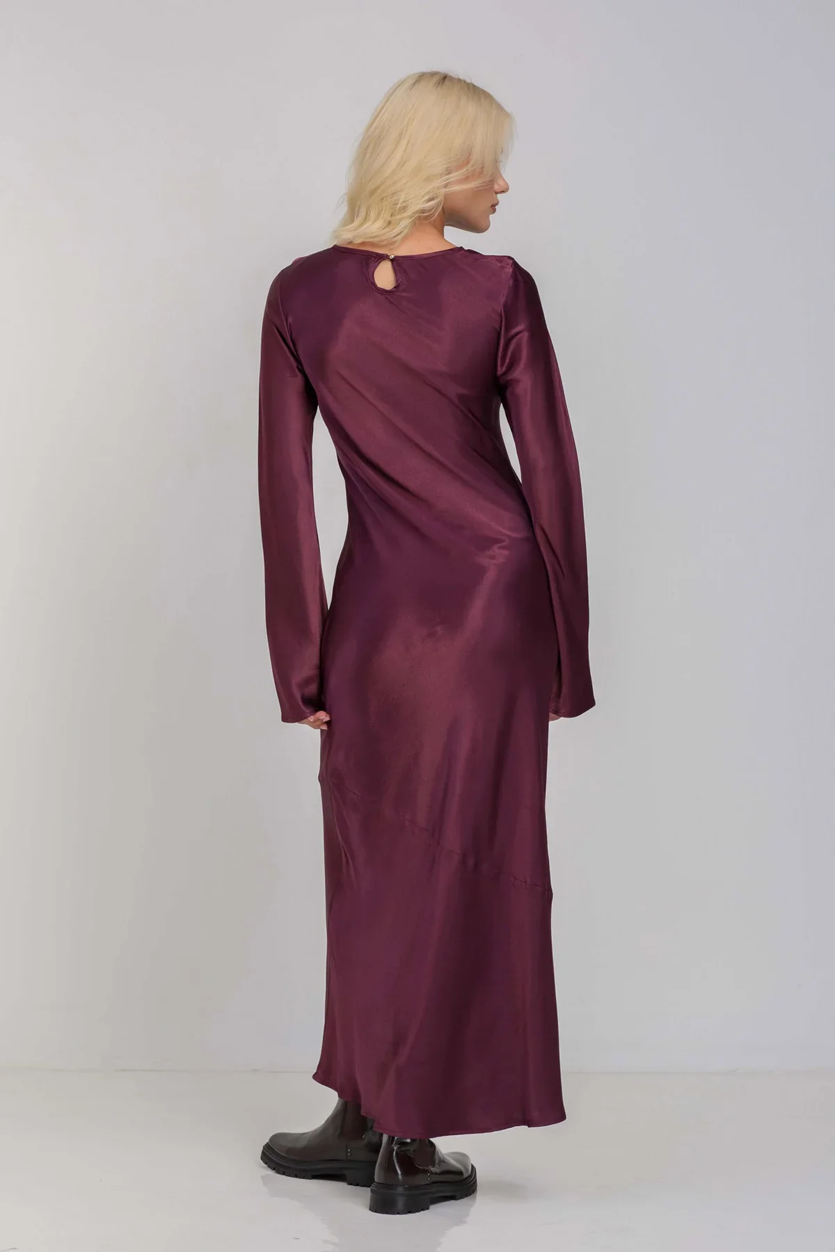 Sprinkle Of Magic Plushy Purple LS Satin Maxi Dress - Image 4