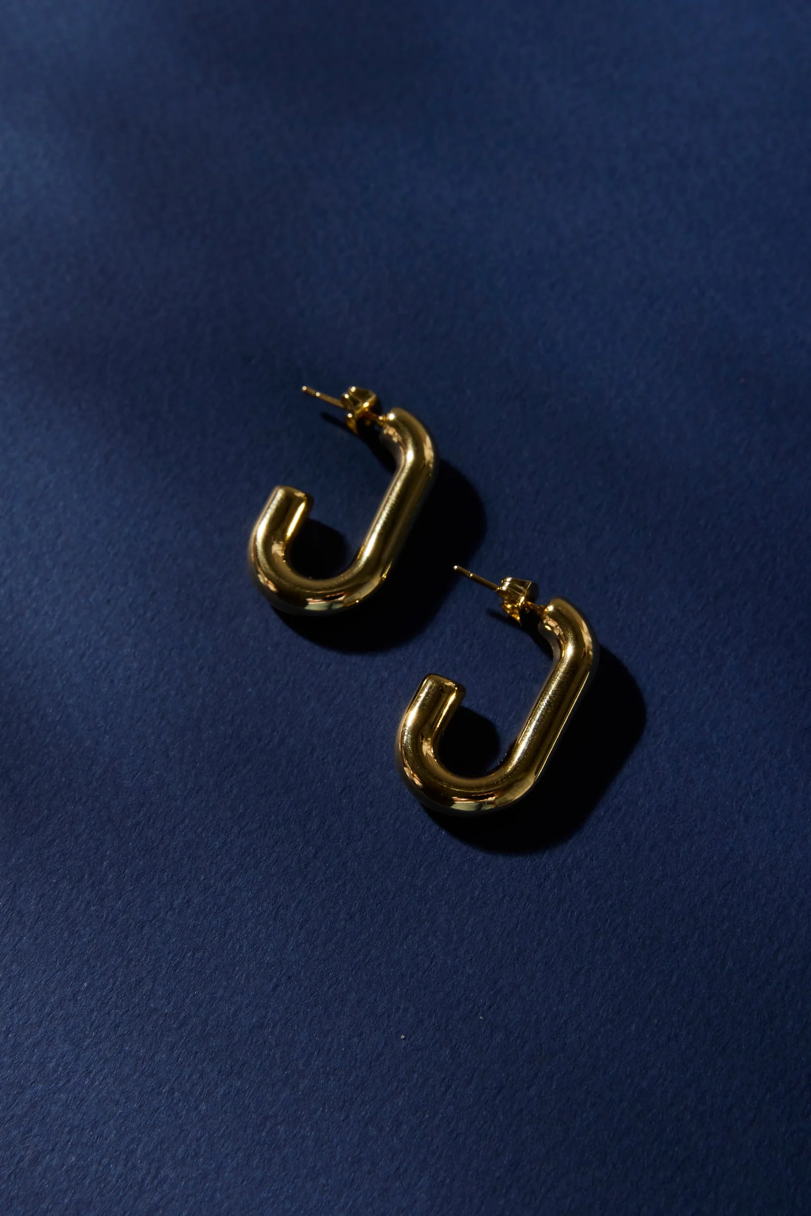 Rectangle 14k Gold Plate Huggie Earring - Image 3