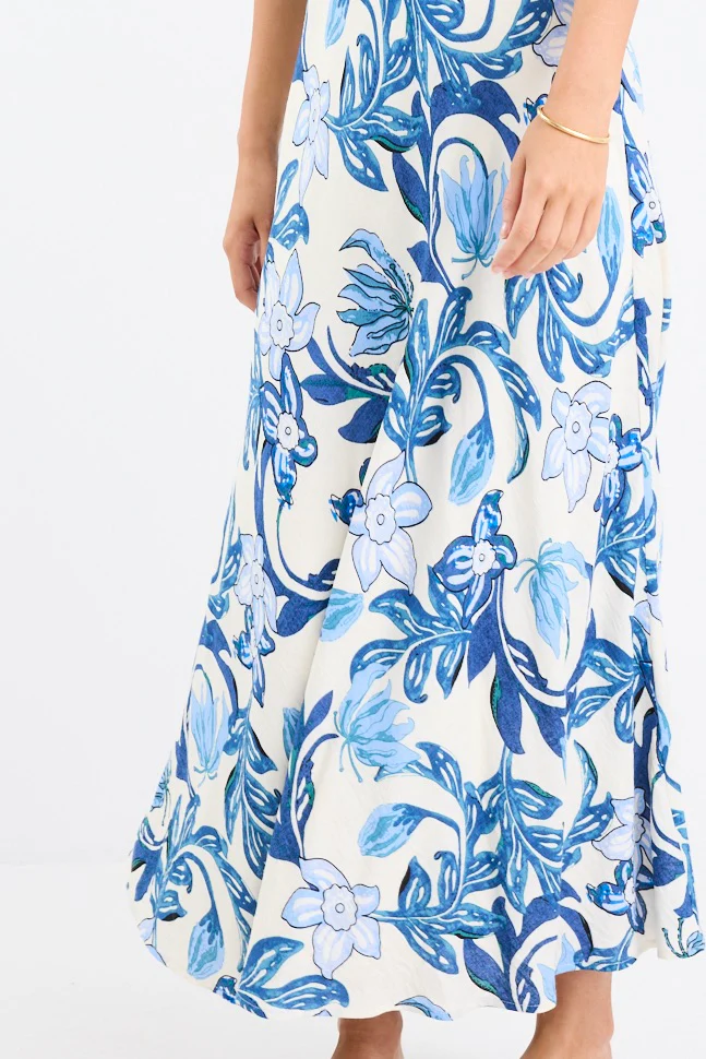 Stage Blue Floral Puff Sleeve Floaty Maxi Dress - Image 5