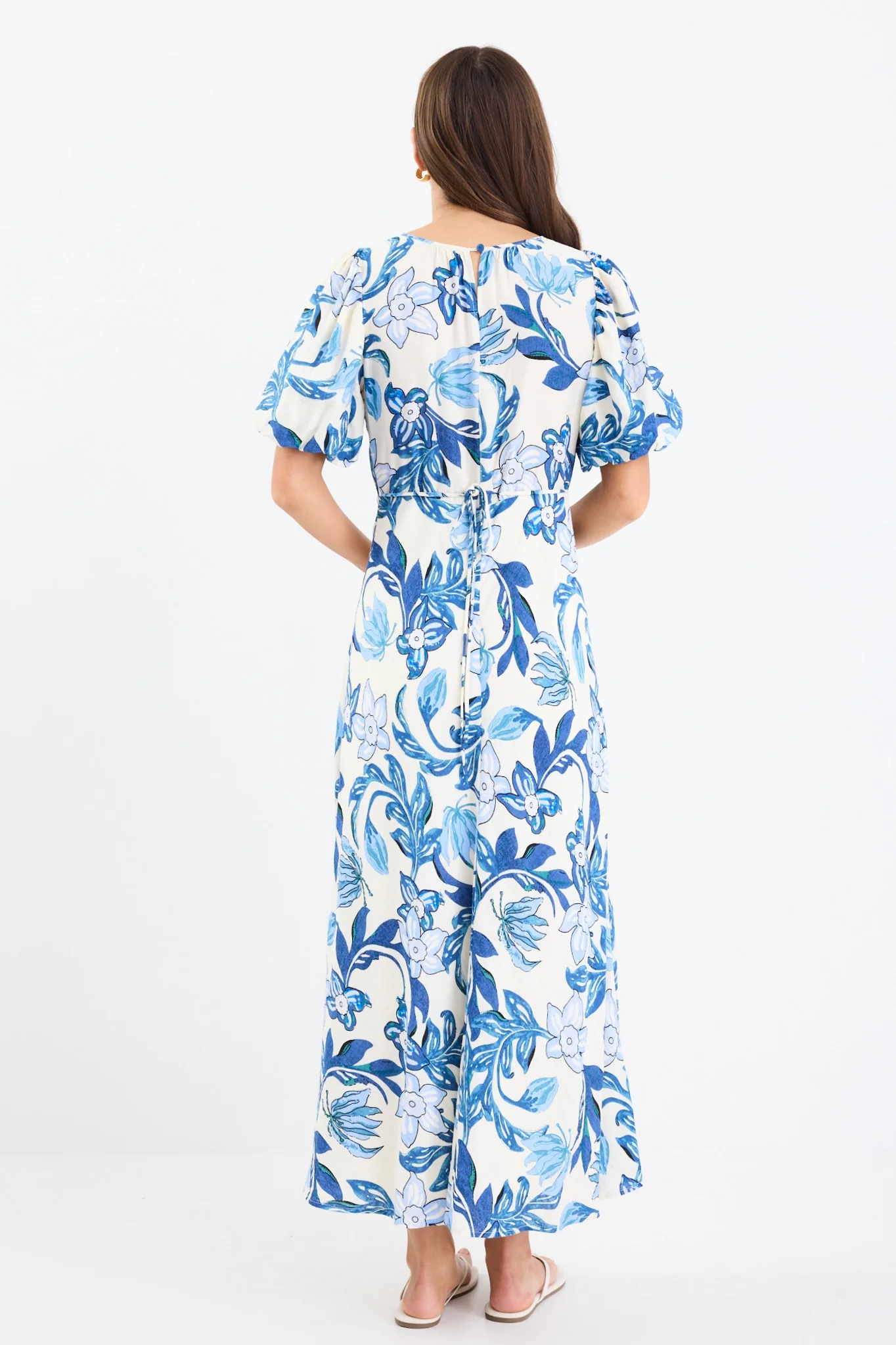 Stage Blue Floral Puff Sleeve Floaty Maxi Dress - Image 8