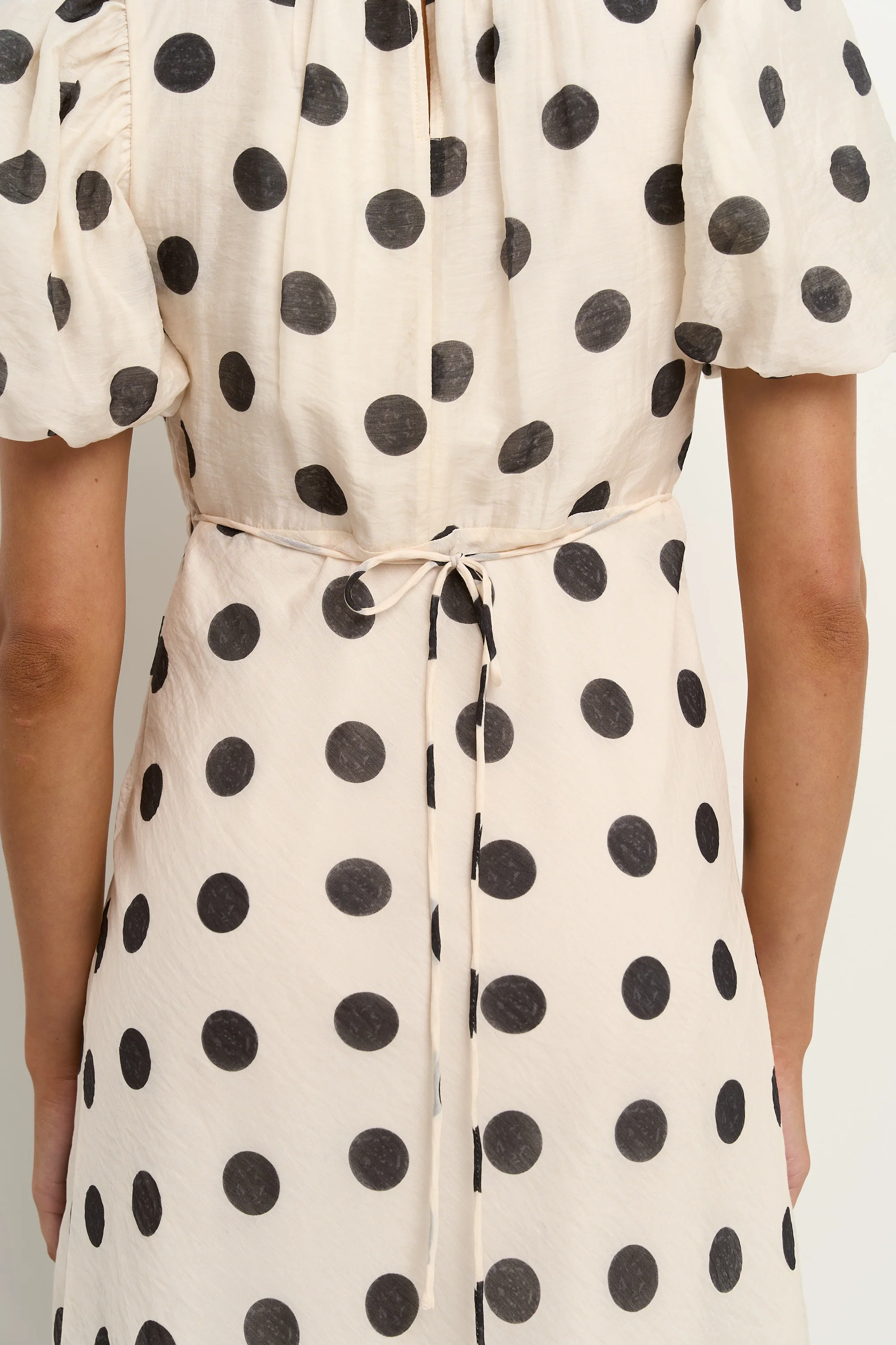 Stage Cream Black Polka Dot Puff Sleeve Floaty Maxi Dress - Image 5