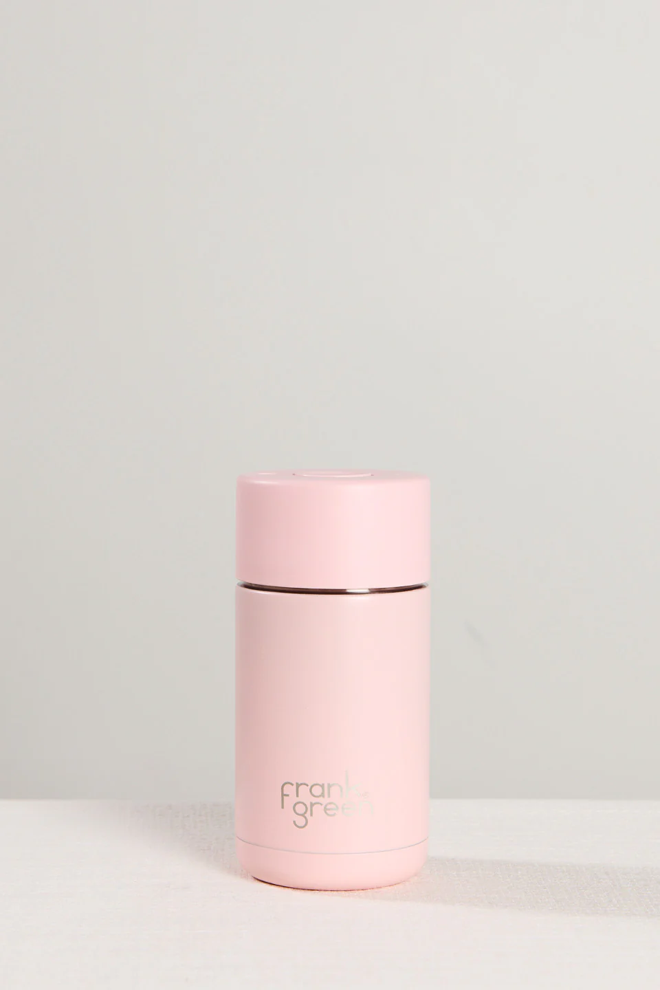 Stainless Steel with Push Button Lid Blushed 12oz Ceramic Cup