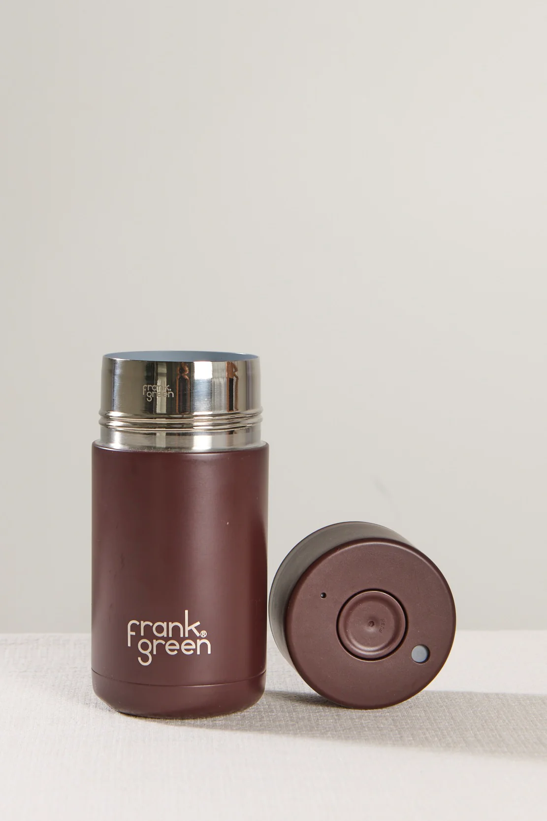 Stainless Steel with Push Button Lid Chocolate 12oz Ceramic Cup - Image 3