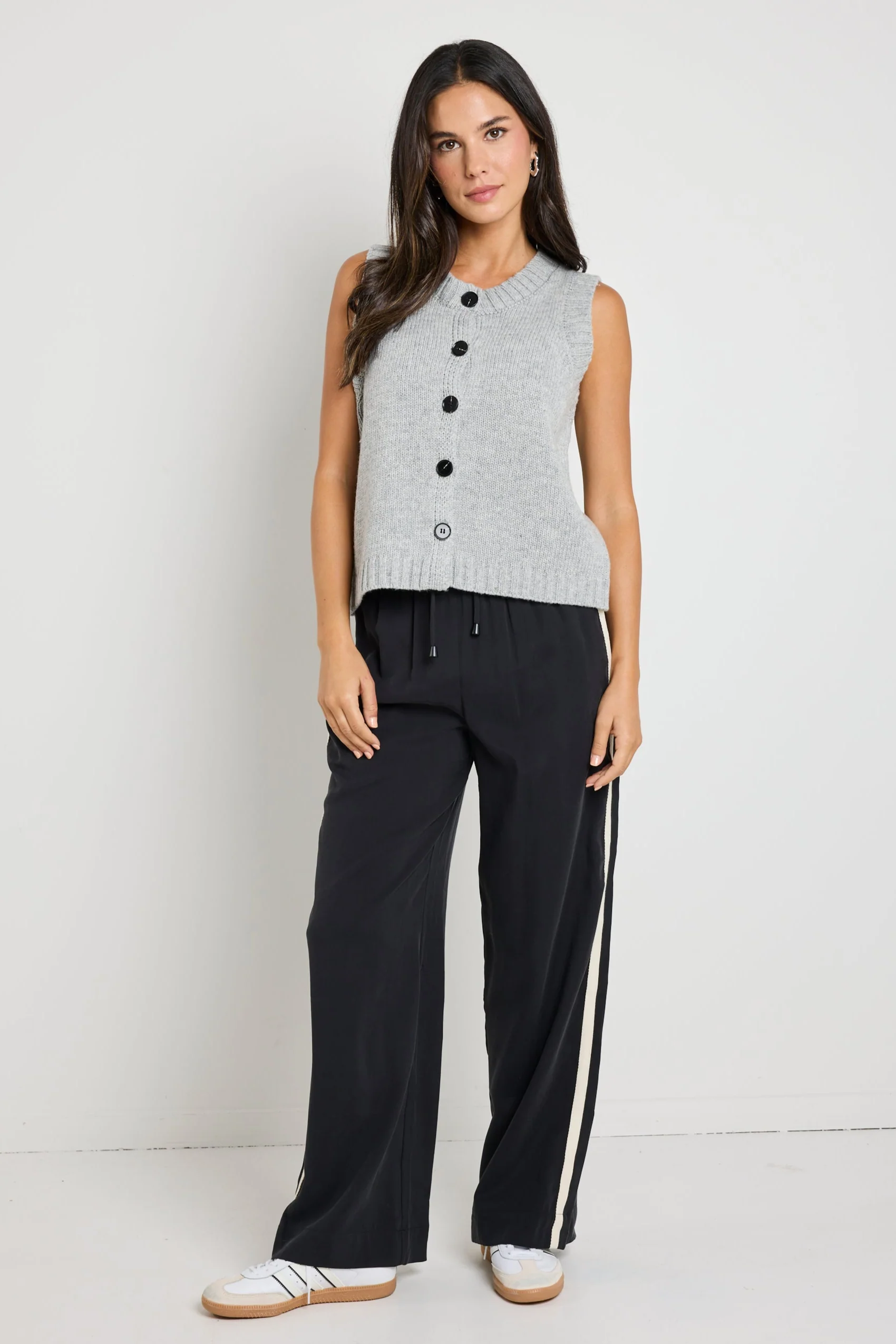 Stamp Grey Marle Crewneck Knit Vest Top - Image 2