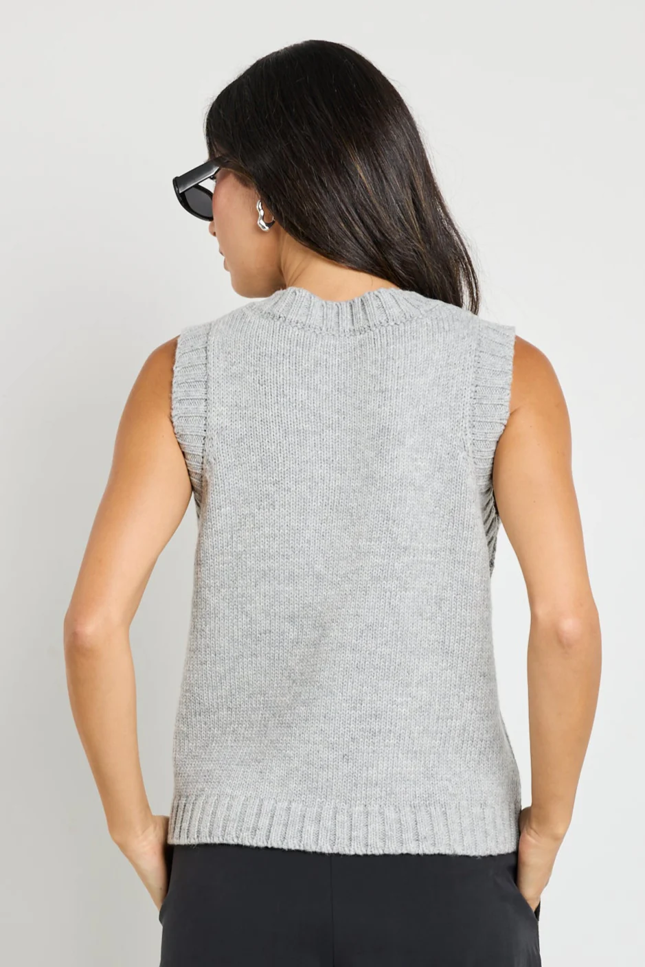 Stamp Grey Marle Crewneck Knit Vest Top - Image 6