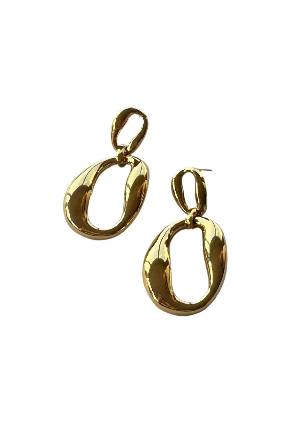 State Oval Link Gold Earrings