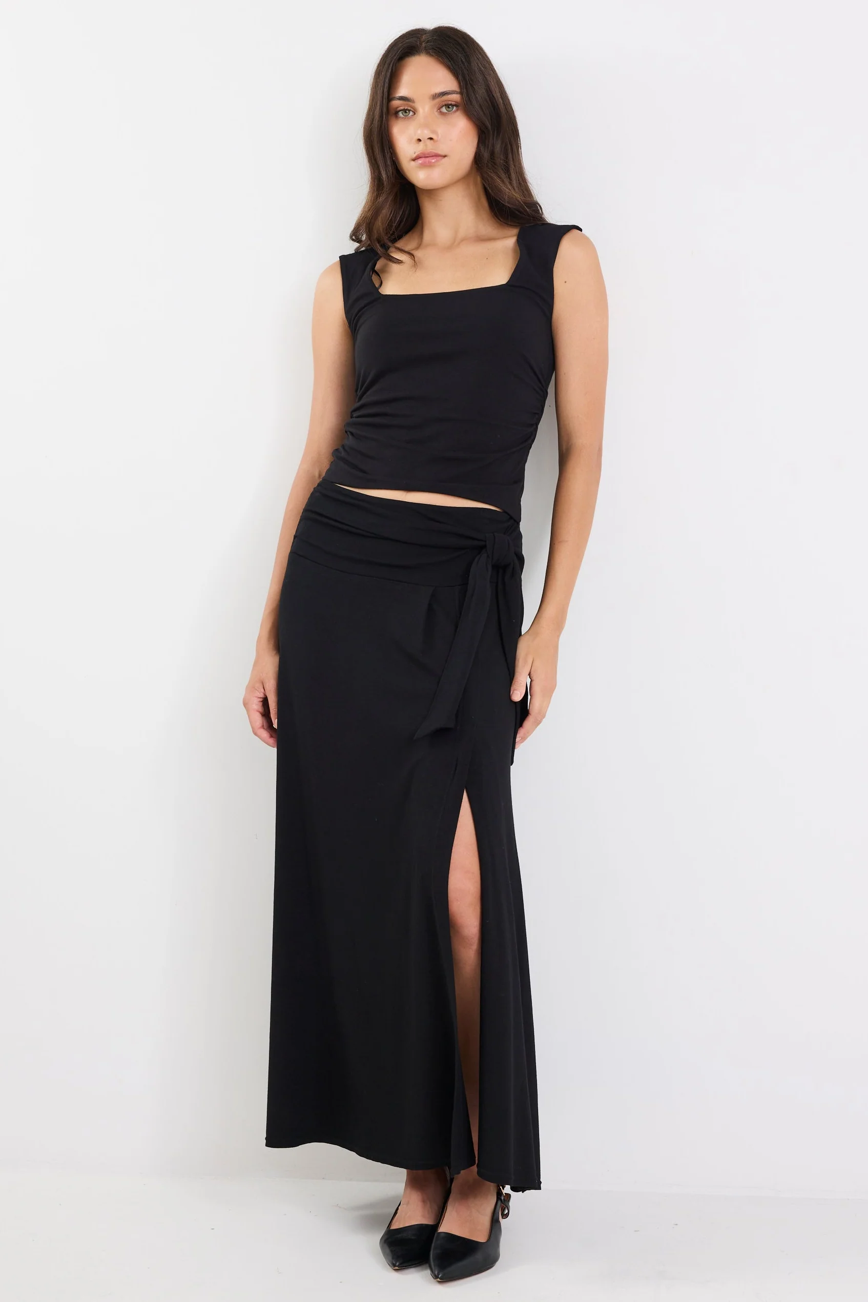 Status Black Knot Front Maxi Skirt - Image 4