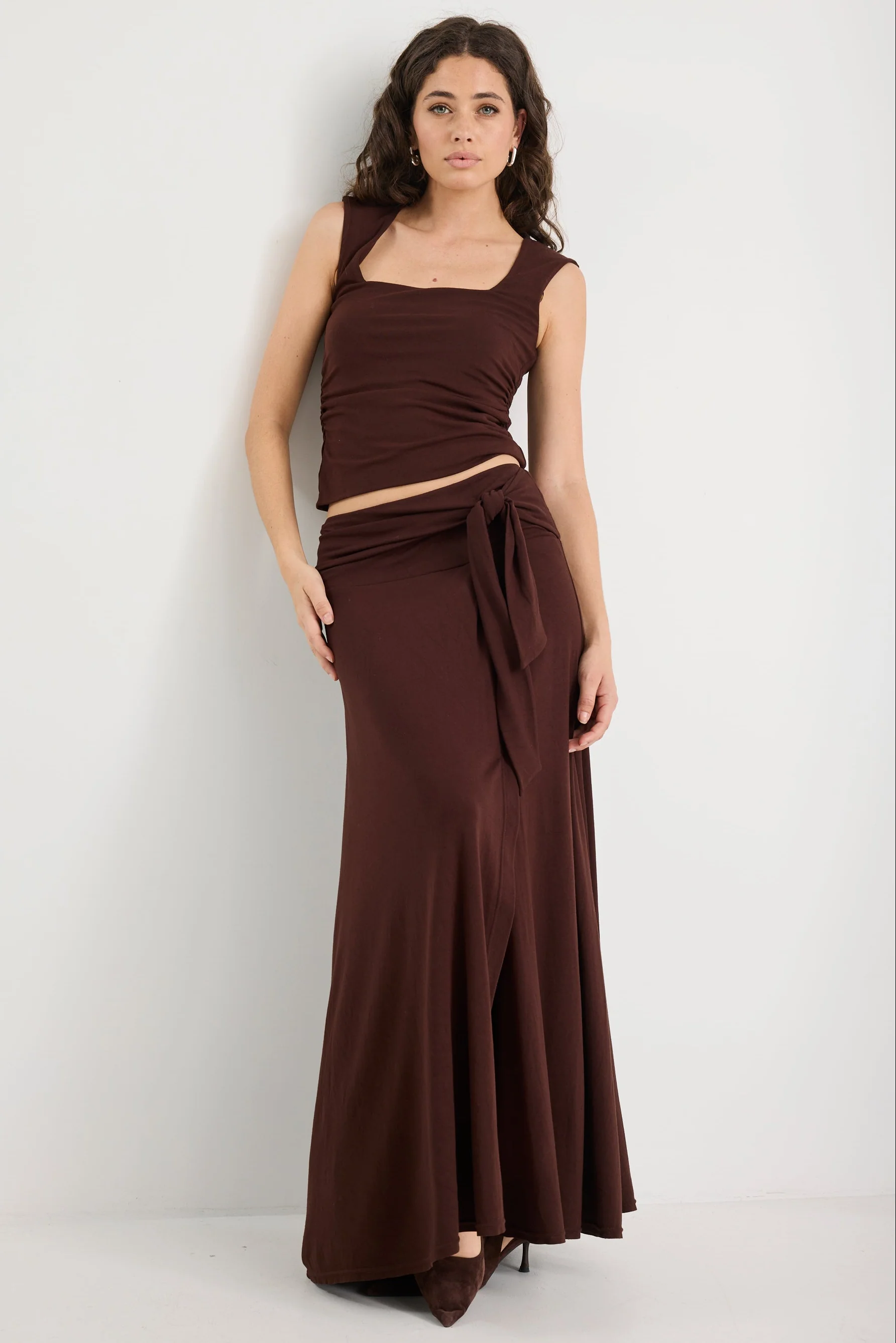 Status Chocolate Knot Front Maxi Skirt - Image 2