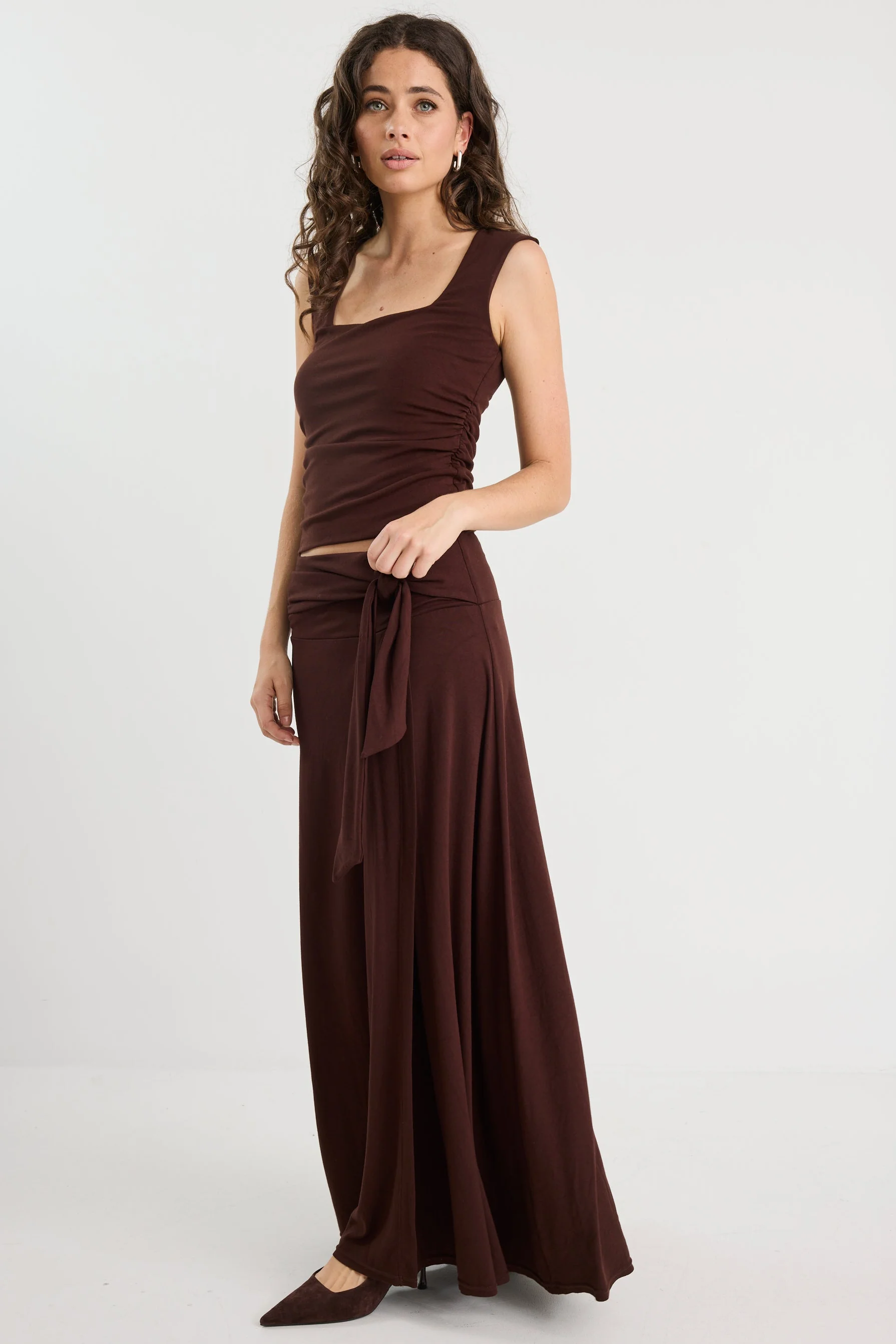 Status Chocolate Knot Front Maxi Skirt - Image 4