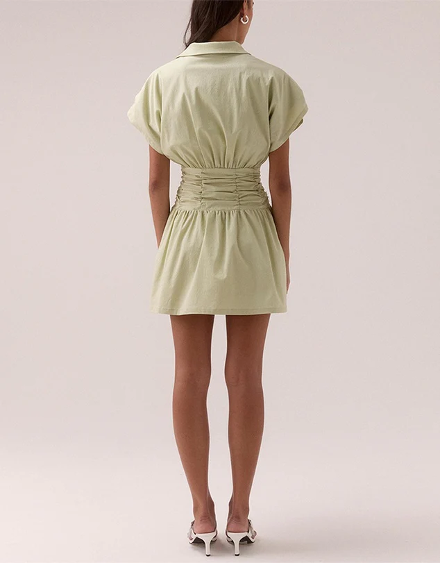 Stellar Aloe Ruched Waist SS Mini Dress - Image 3