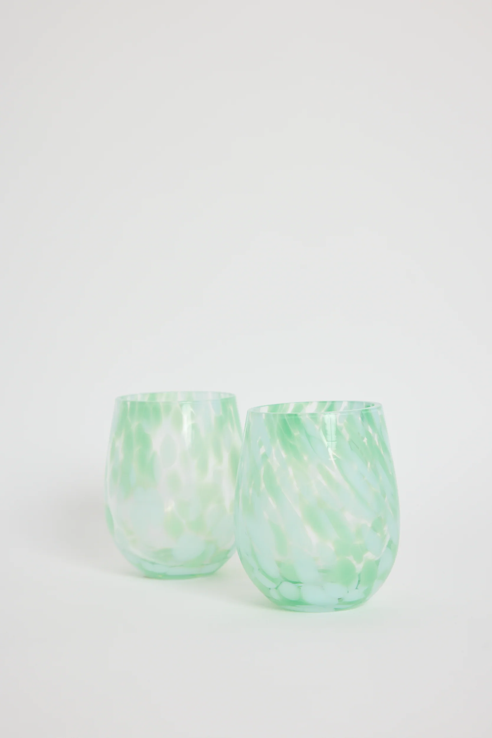 Stemless Green Aqua Splatter Wine Glass - Image 2