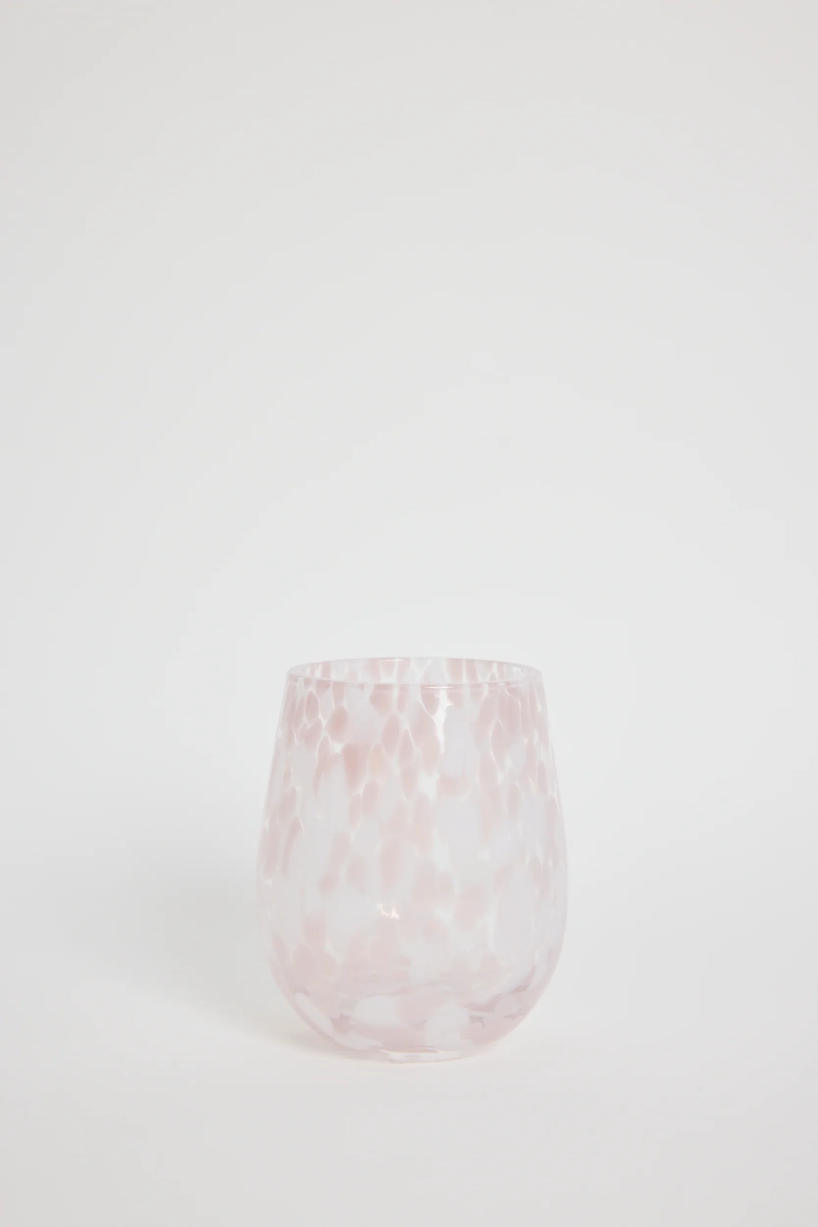 Stemless Pink White Splatter Wine Glass