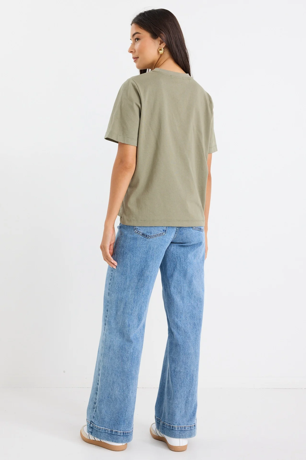 Street Khaki Crew Neck Short Sleeved Boxy SS Tee - Image 4