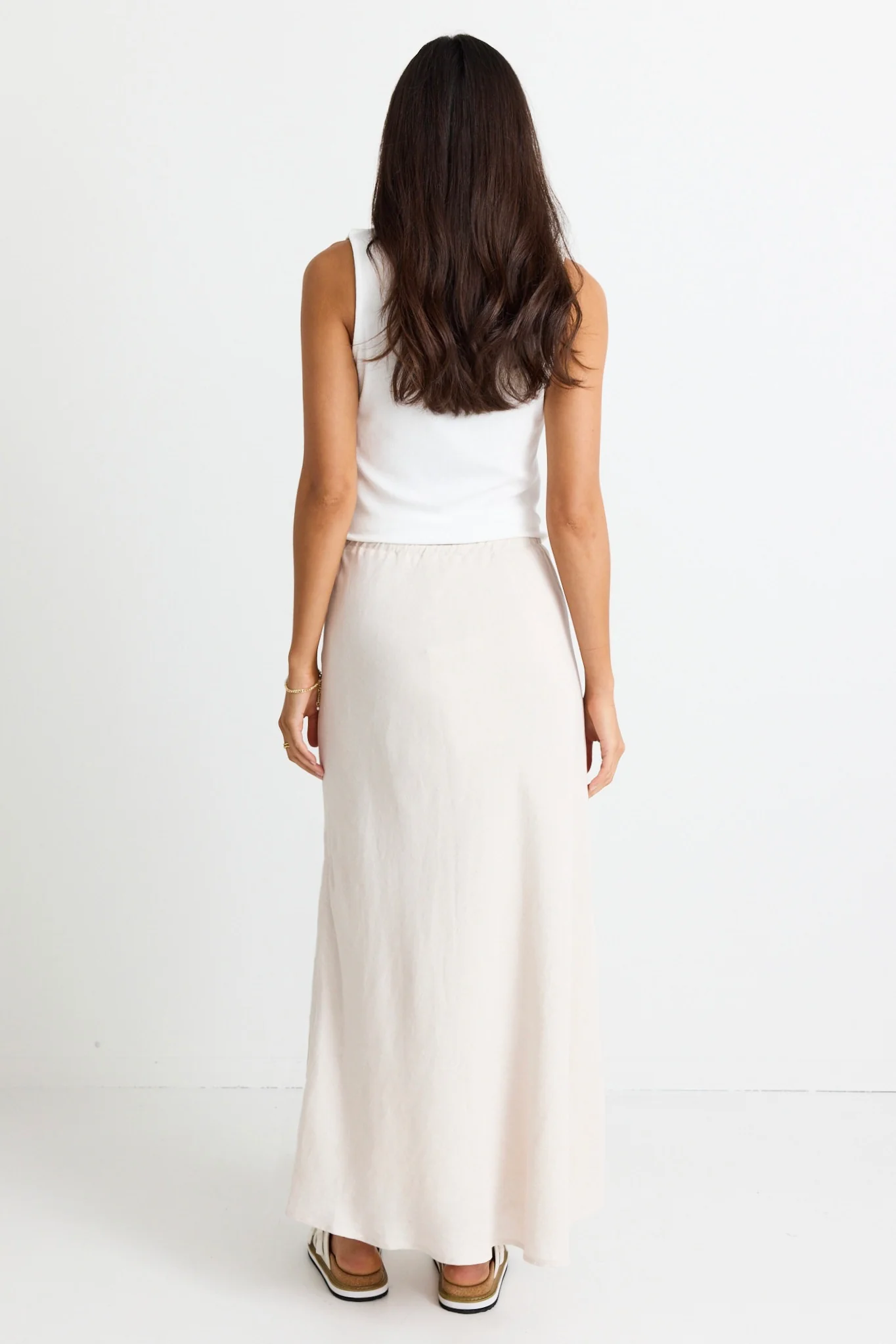 Summit Natural Linen Blend Tie Waist Bias Maxi Skirt - Image 6