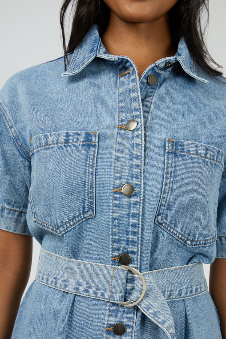 Sunny Light Blue SS Denim Mini Dress - Image 4