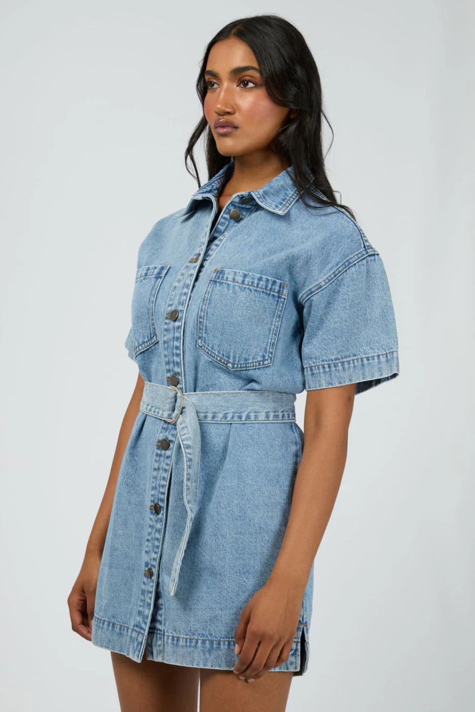 Sunny Light Blue SS Denim Mini Dress - Image 5