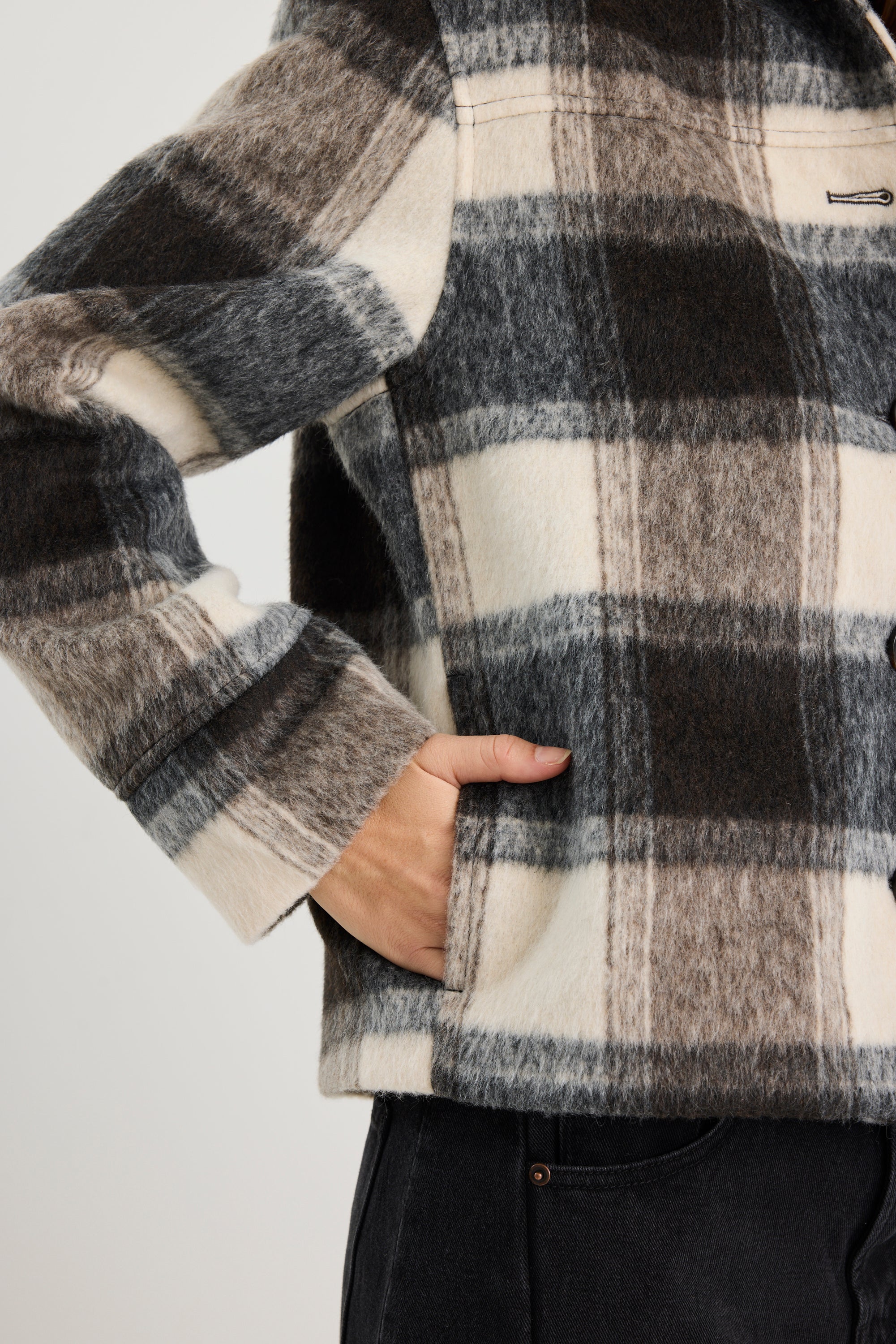 Sweeping Grey Check Soft Jacket - Image 5