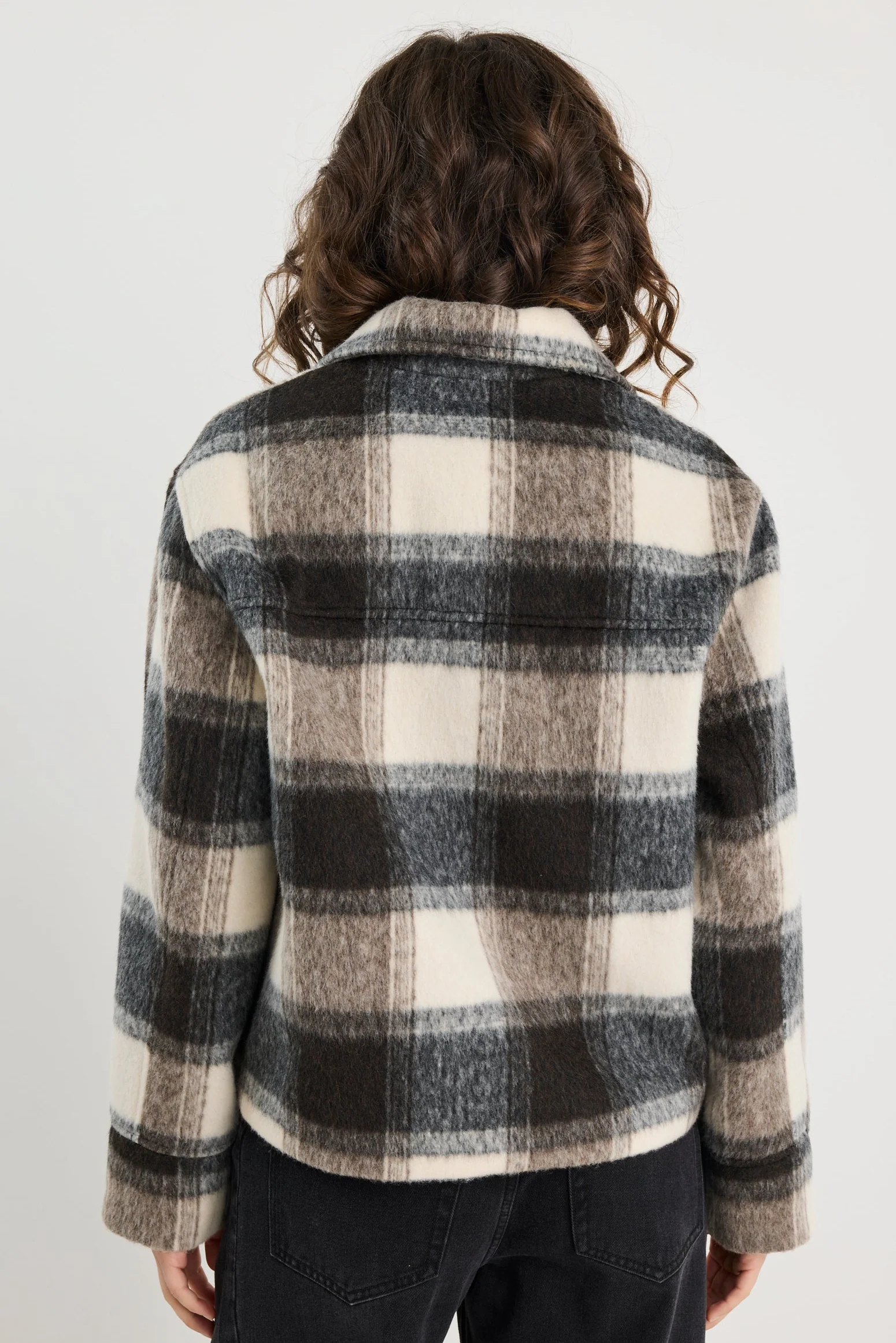 Sweeping Grey Check Soft Jacket - Image 6