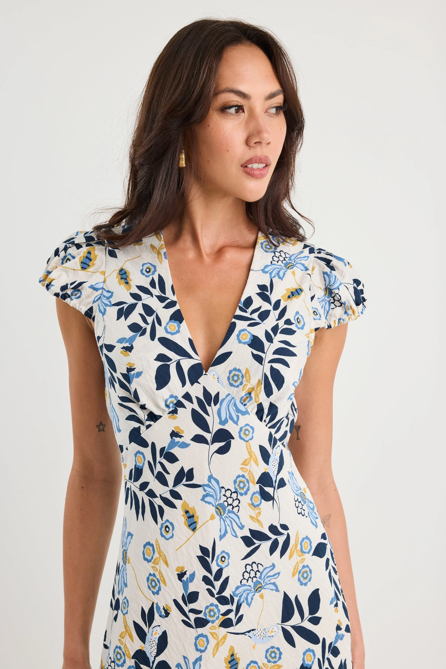 Sweetie Floral Prairie Cap Sleeve Bias Maxi Dress - Image 2