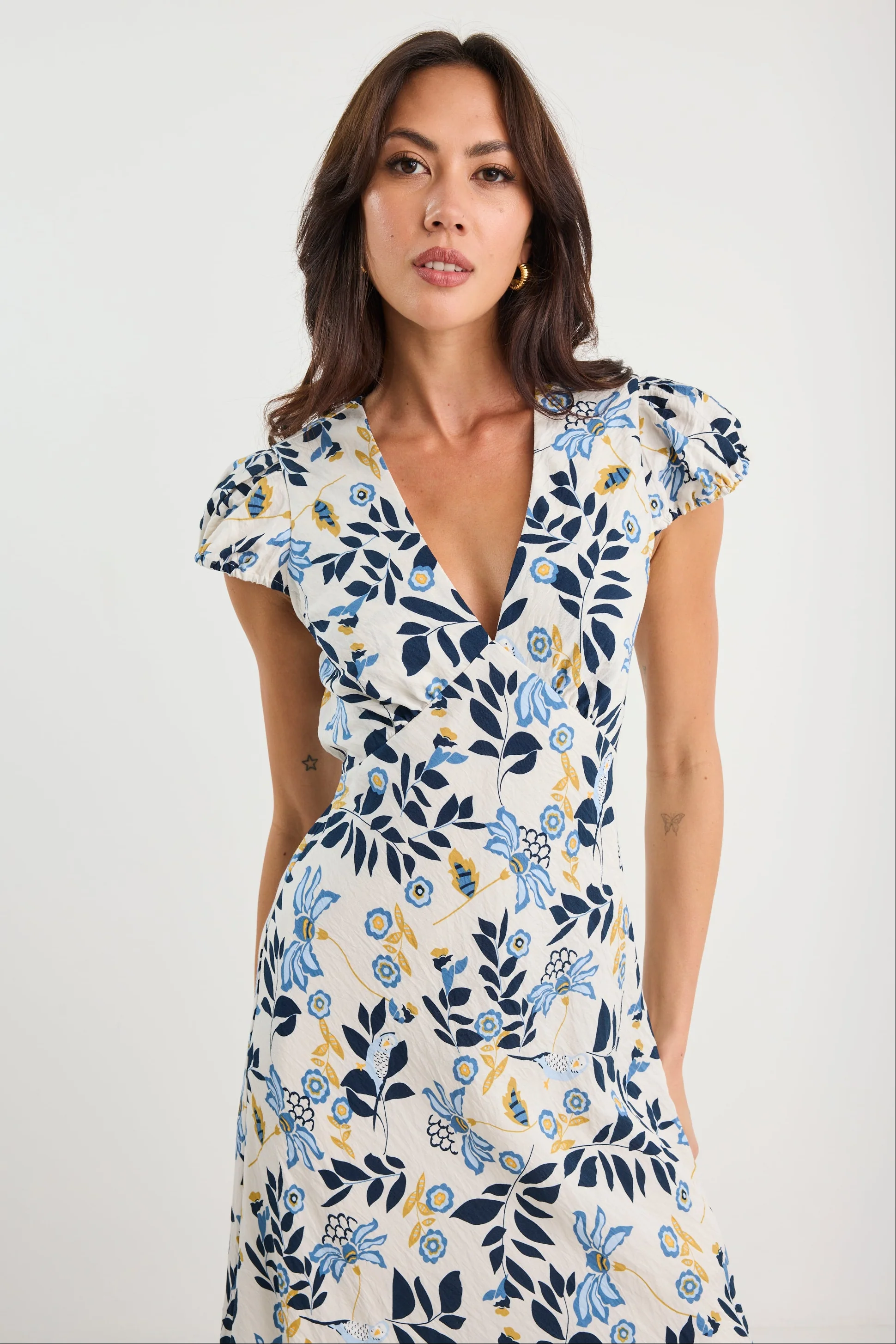 Sweetie Floral Prairie Cap Sleeve Bias Maxi Dress - Image 4