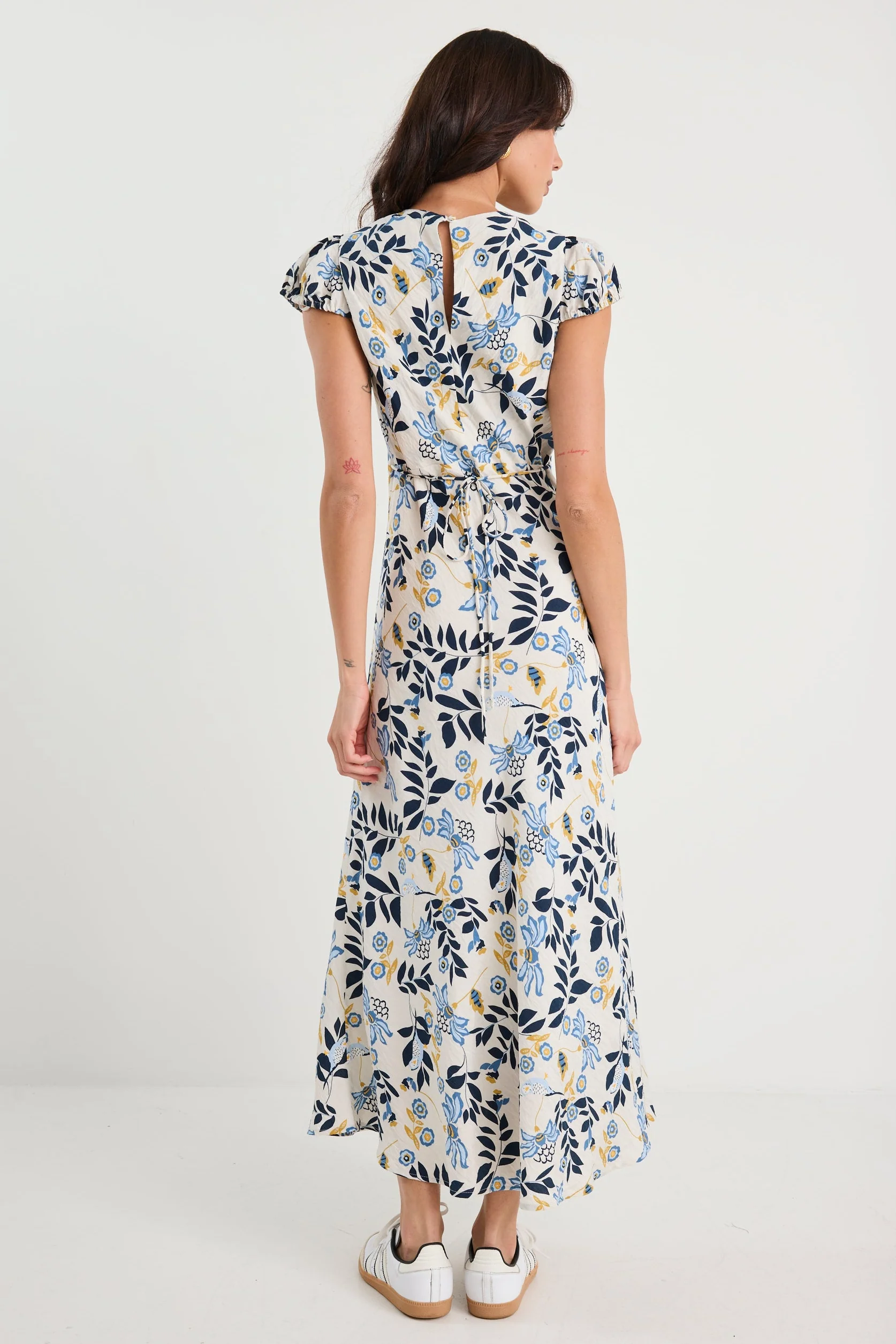 Sweetie Floral Prairie Cap Sleeve Bias Maxi Dress - Image 5