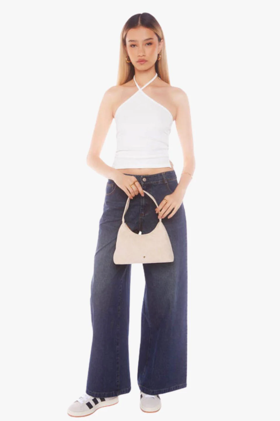 Sweetie Beige Faux Suede Shoulder Bag - Image 3