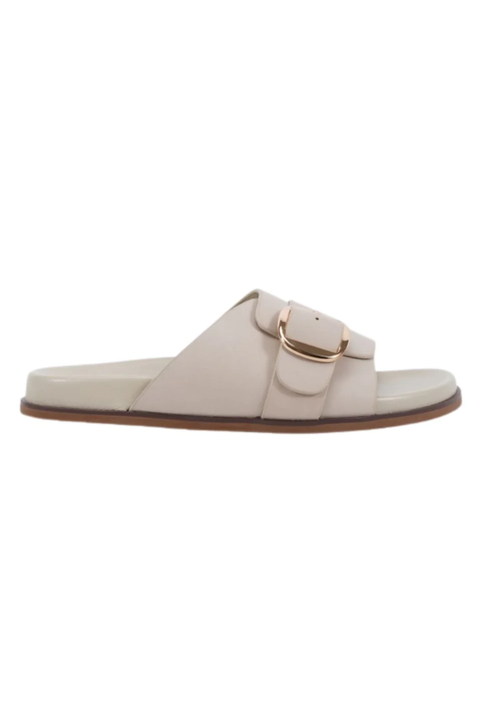 Swift Cream Leather Gold Buckle Slide - Image 2
