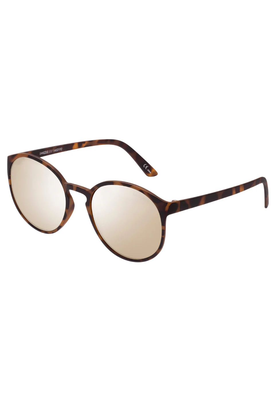 Swizzle Thin Round Matte Tort Gold Mirror Sunglasses - Image 3