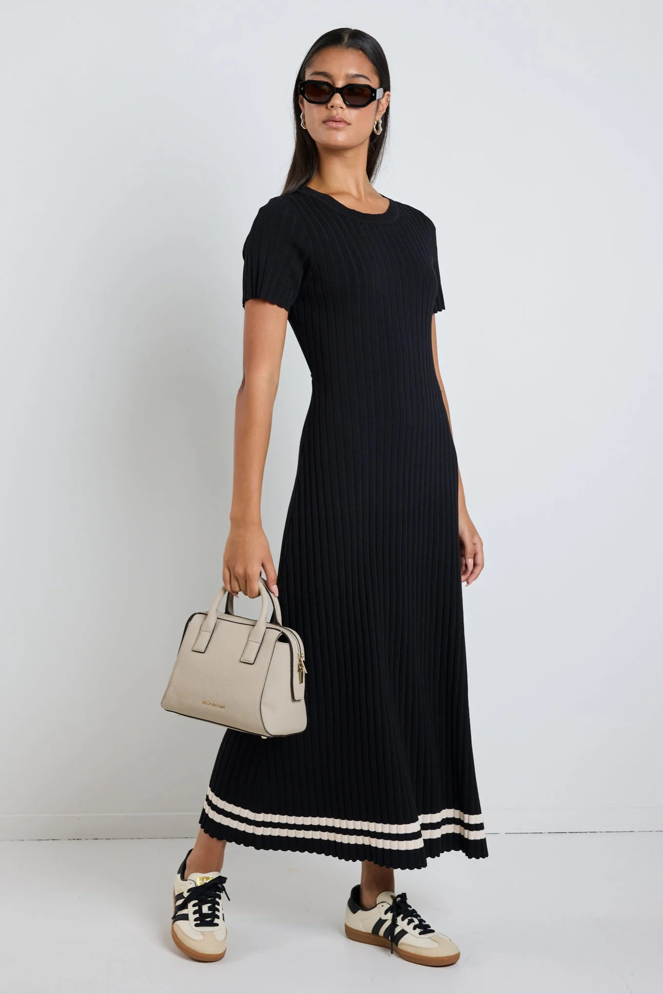 Taken Black Stripe Crewneck SS Knit Dress - Image 2
