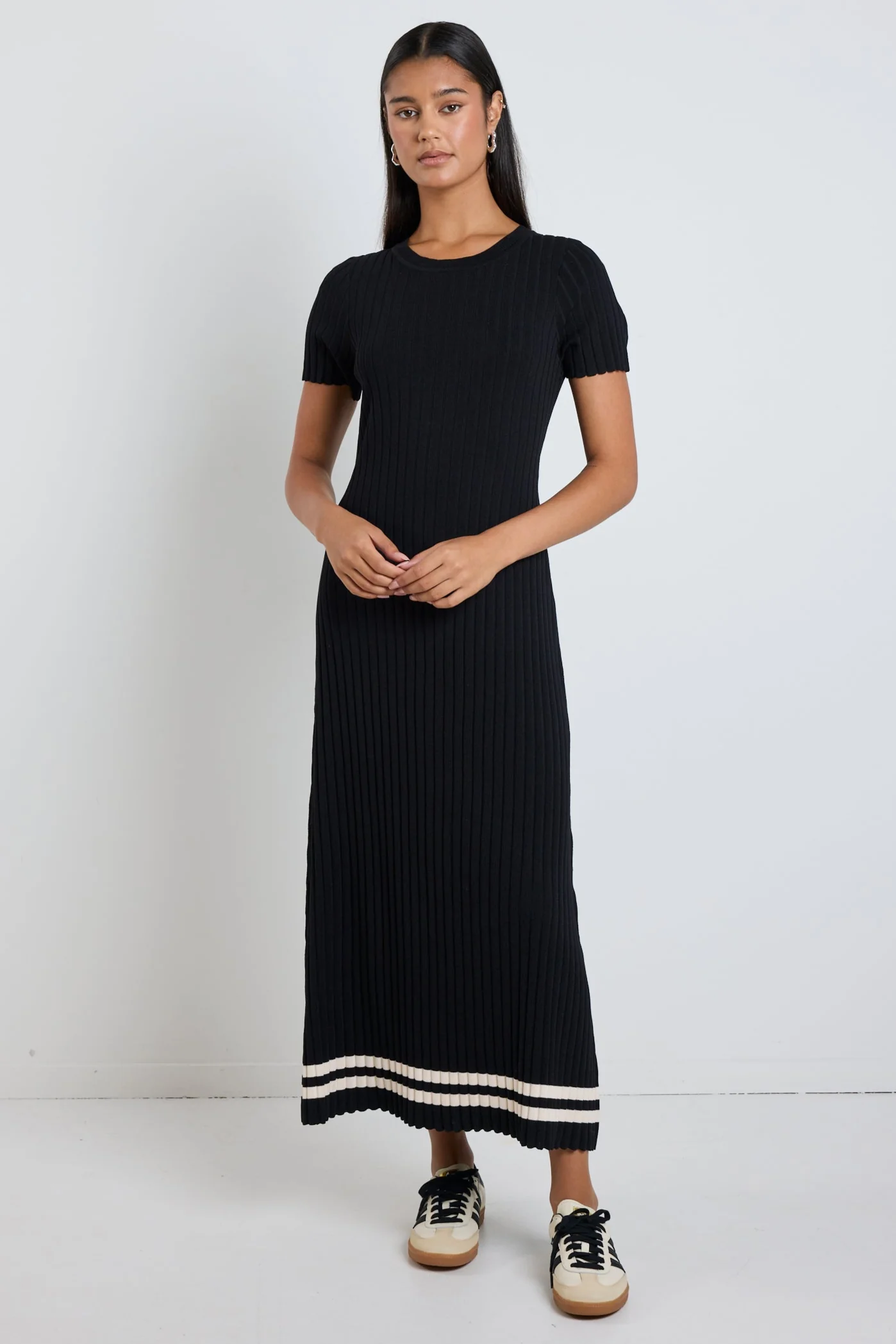 Taken Black Stripe Crewneck SS Knit Dress - Image 3