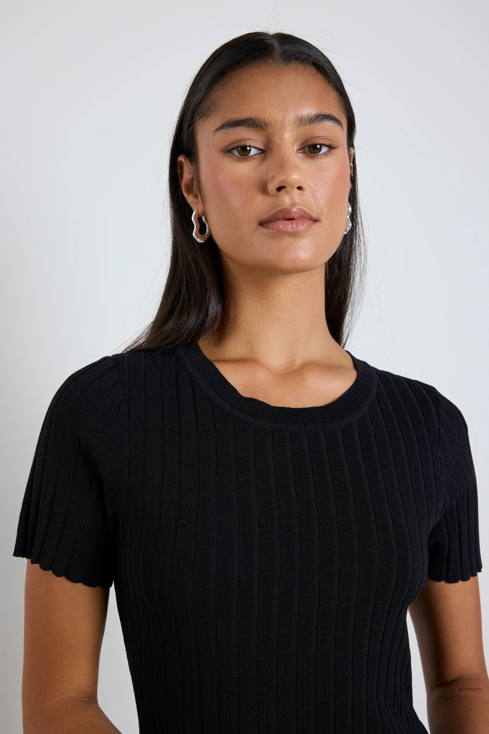 Taken Black Stripe Crewneck SS Knit Dress - Image 4