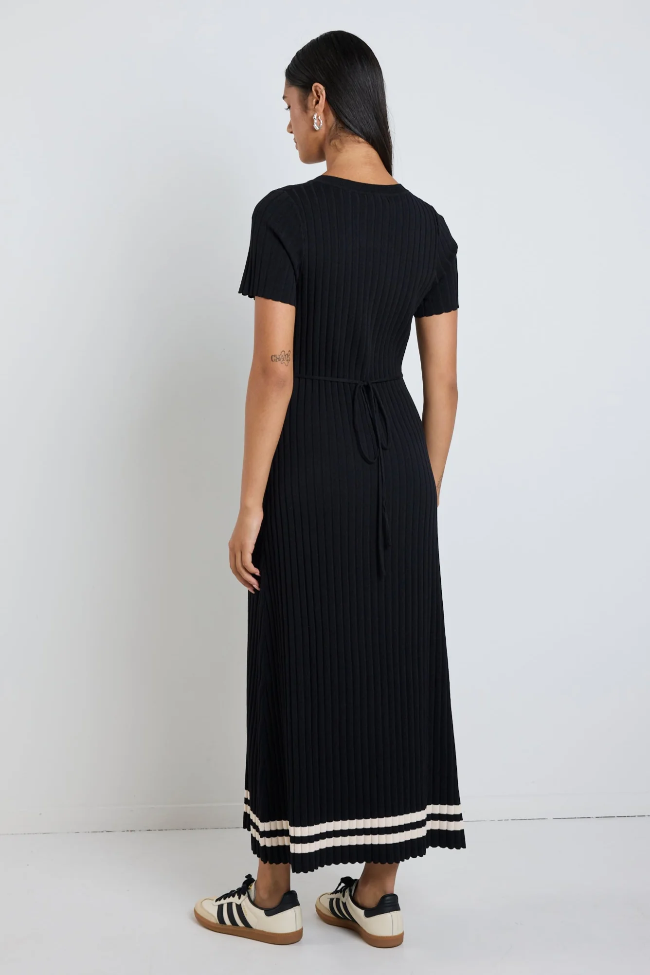 Taken Black Stripe Crewneck SS Knit Dress - Image 6