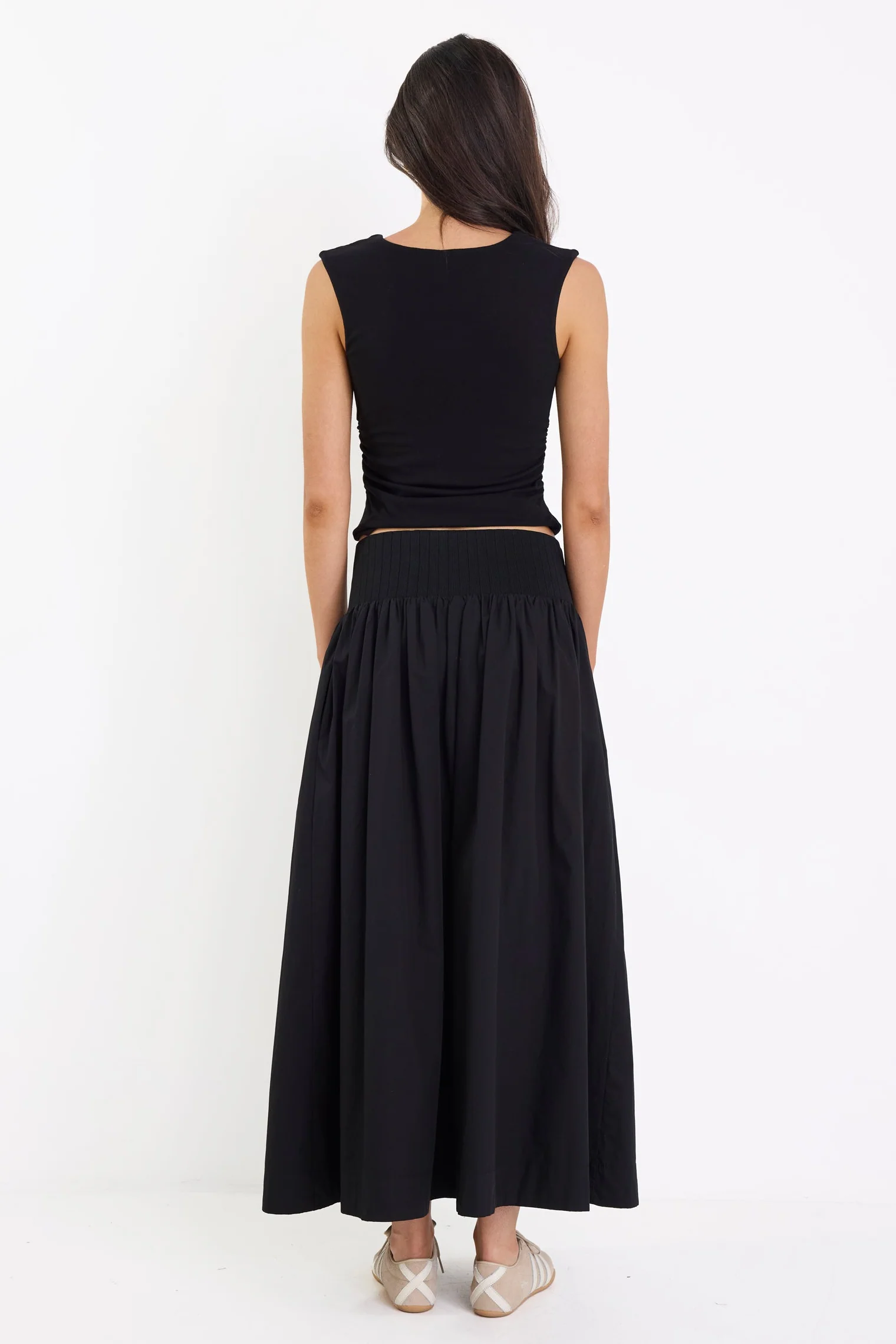 Tallow Black Poplin Rib Waist Maxi Skirt - Image 5