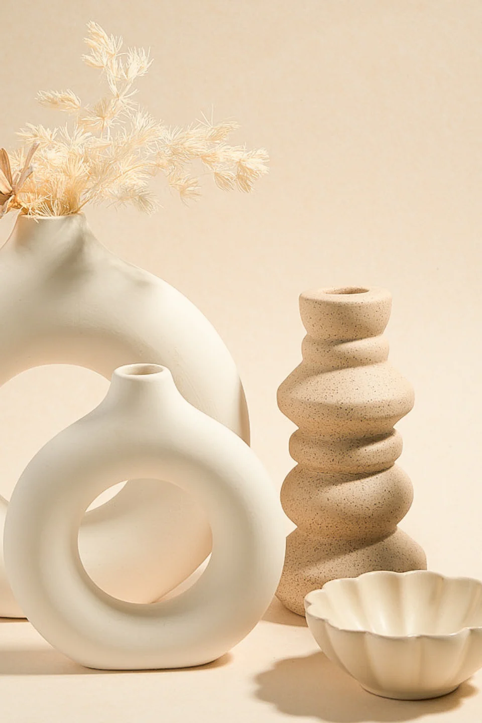 Textured Stone Speckle Stacked 15cm Taper Candle Holder - Image 2