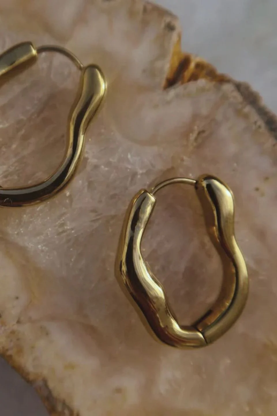The Organic Wavy Gold Hoop Earrings - Image 2