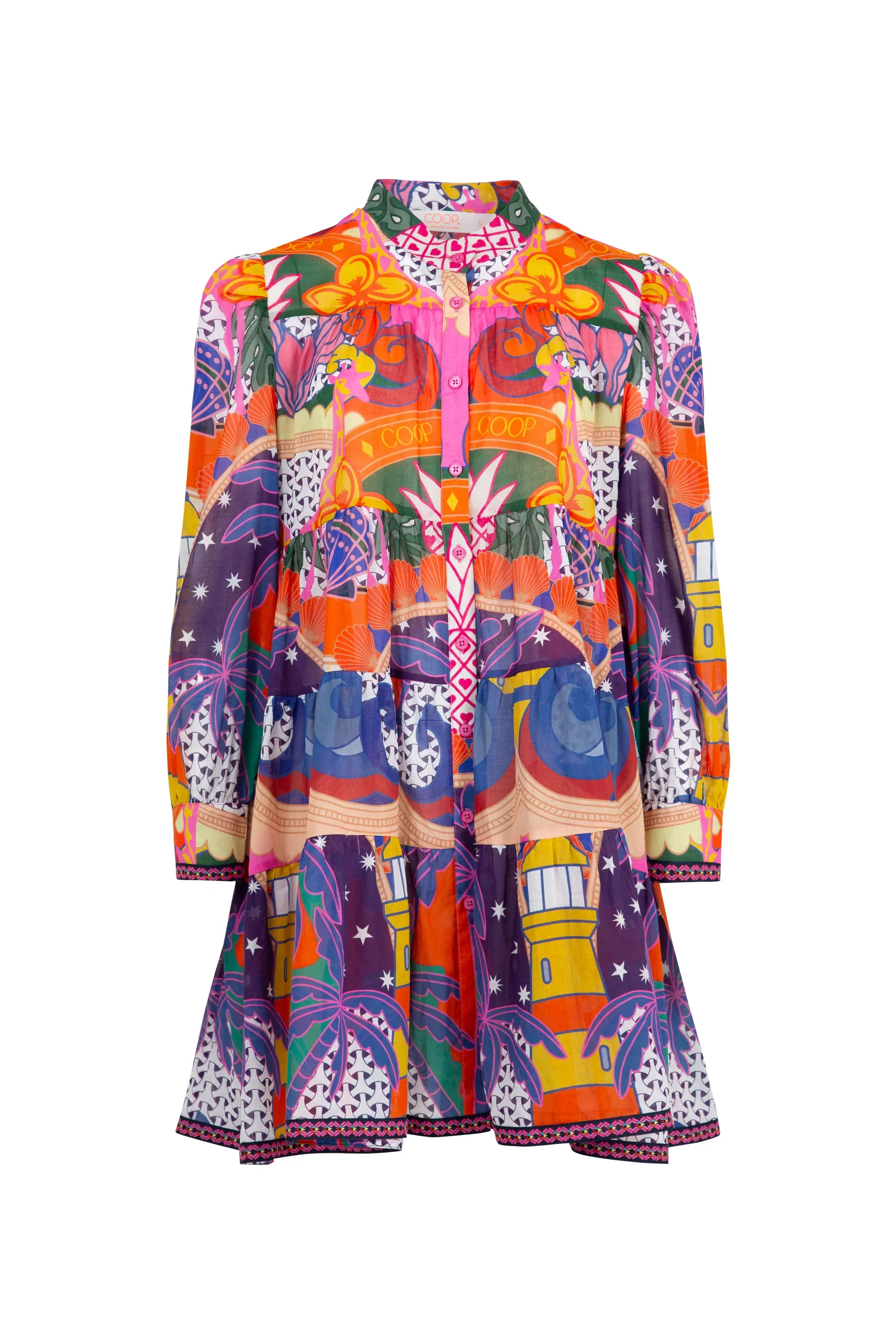 Tier-Ific Bright Multi Pattern Sway Sleeved Mini Dress - Image 5
